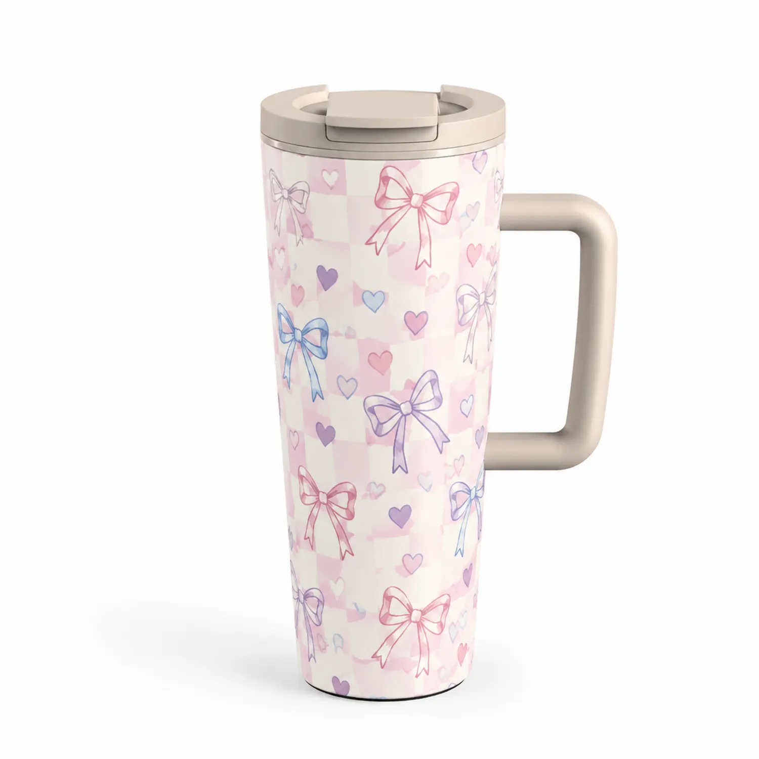 Tazza Termica con Manico Motivi Fiocchi Pastello 450ml