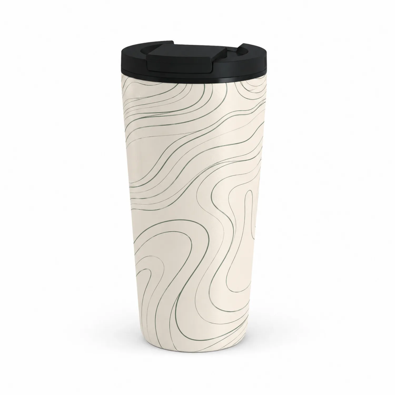 Tazza Termica da Viaggio 400ml Motivo Ondulato Crema/Nera