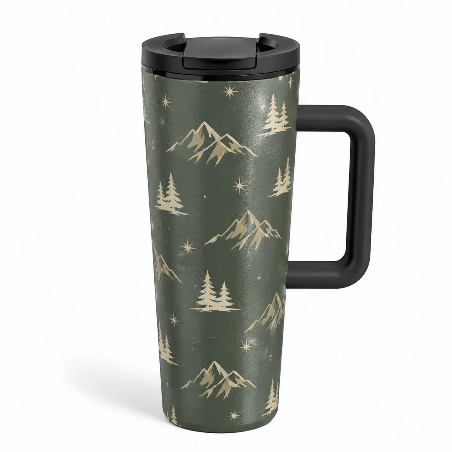 Tazza Termica con Manico 500ml Verde con Motivo Montagna