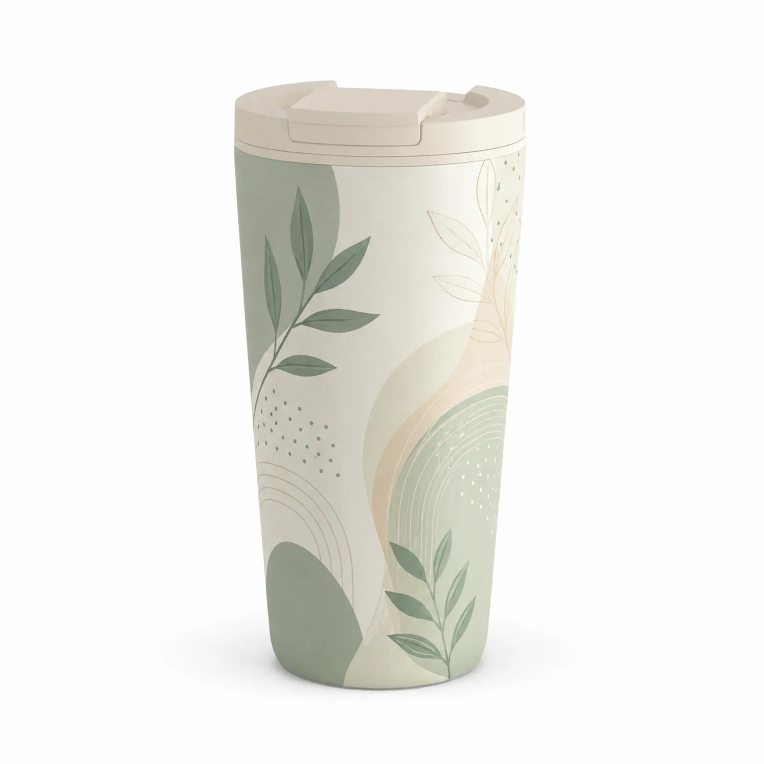 Tazza termica da viaggio 400ml design naturale verde/beige