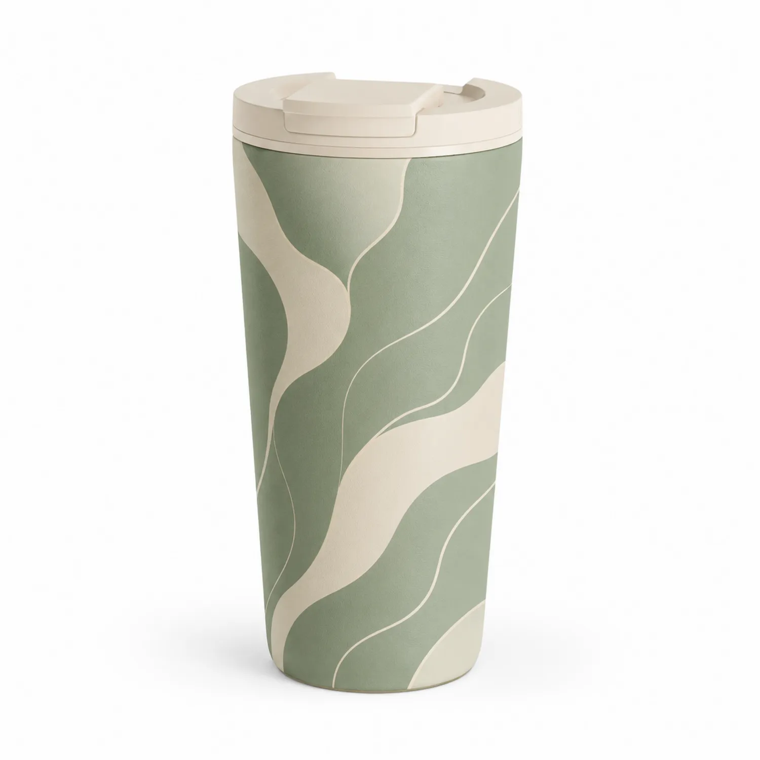 Tazza Termica 450ml Verde Decorata Ondulata