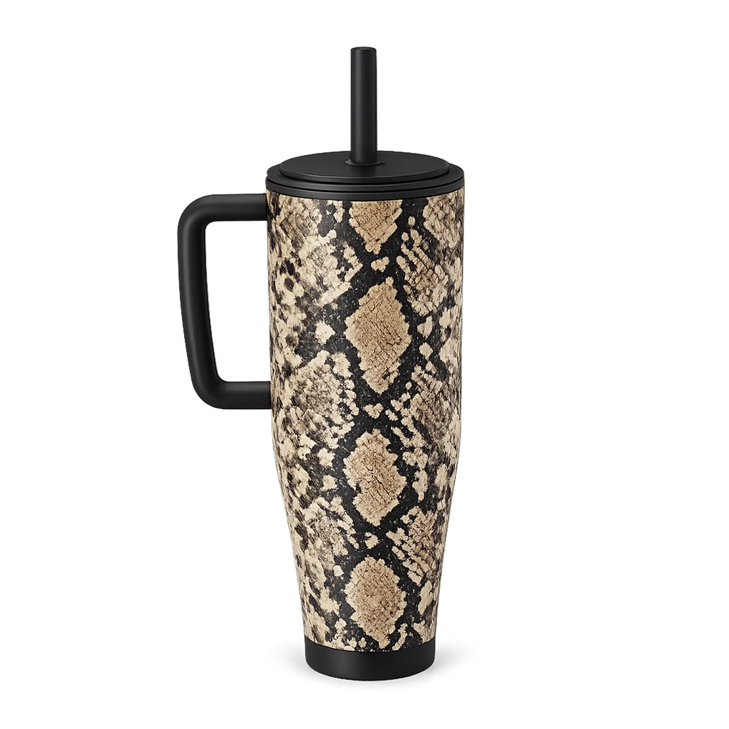 Tazza Termica 530ml Effetto Pelle di Serpente con Coperchio Nero