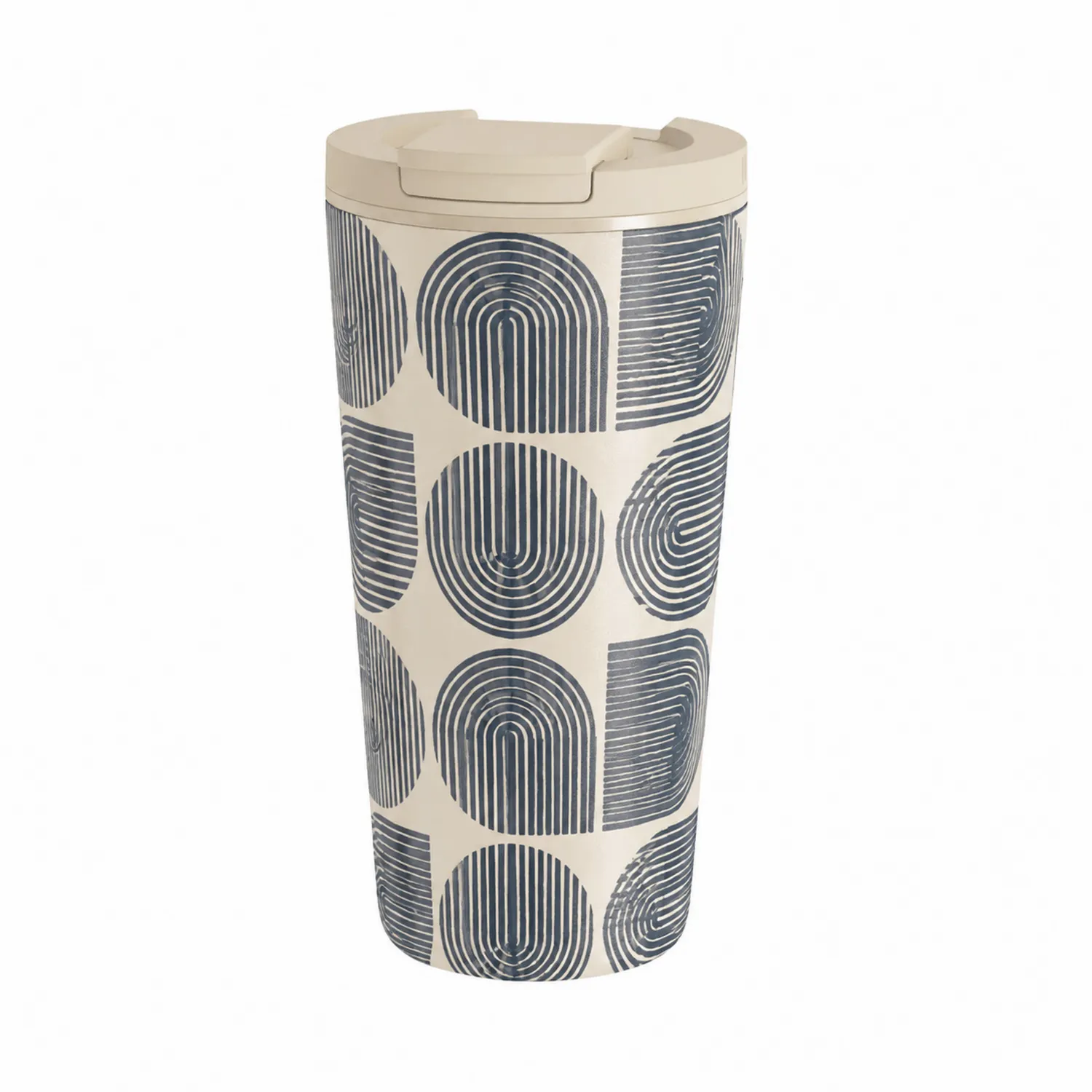 Tazza Termica Motivo Geometrico Beige e Blu 450ml