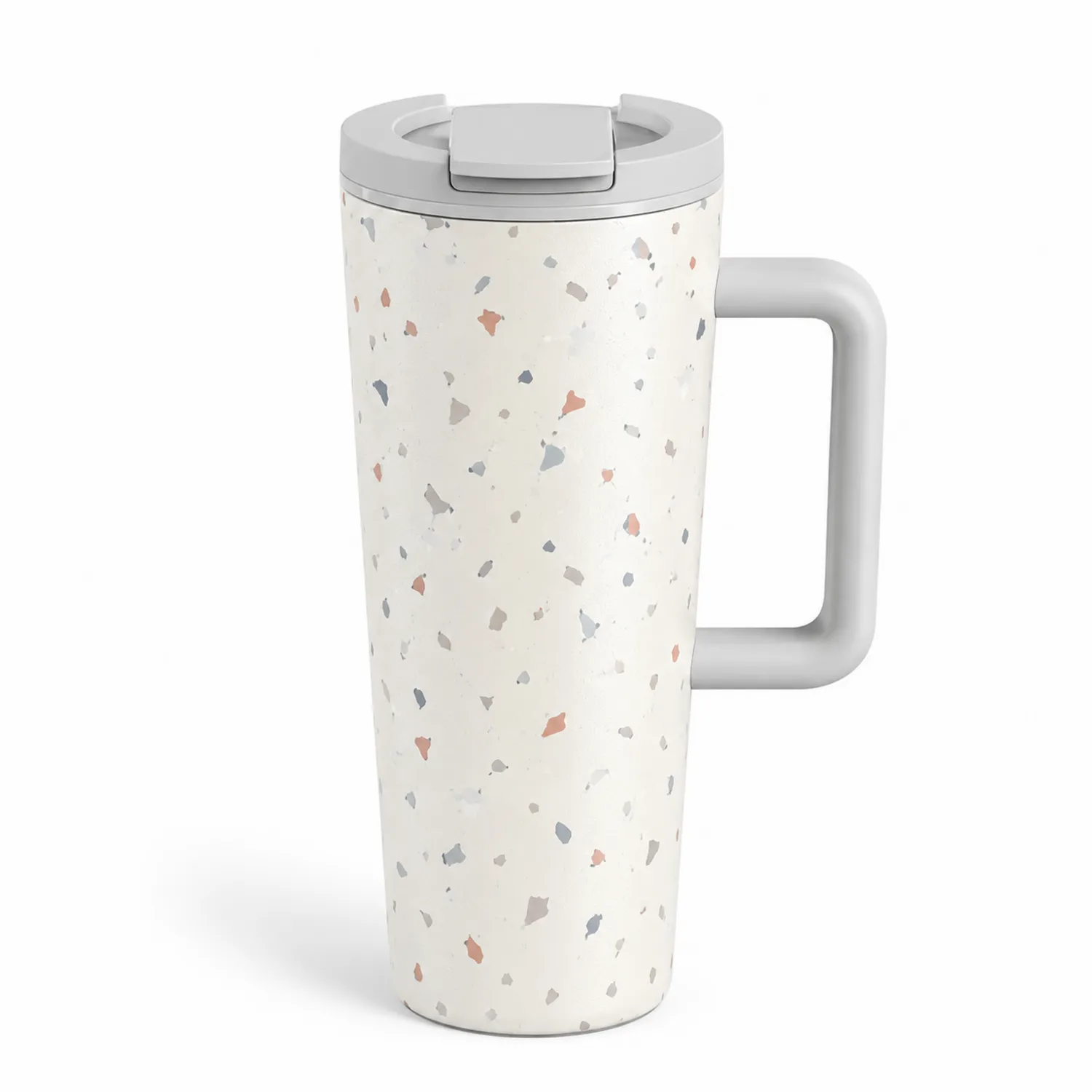 Tazza Termica con Manico 450ml Motivo Terrazzo Bianco