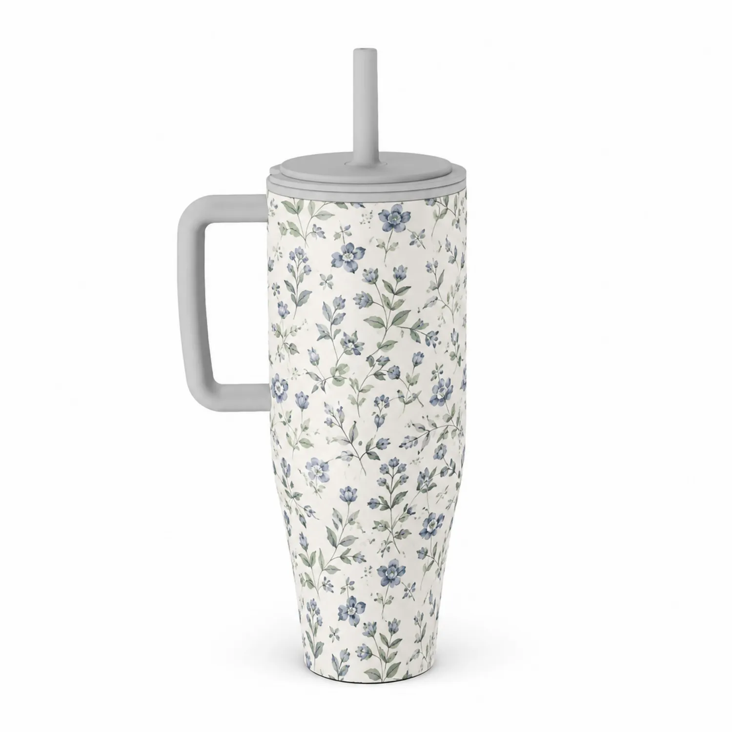 Tazza Termica con Motivo Floreale Blu 600ml