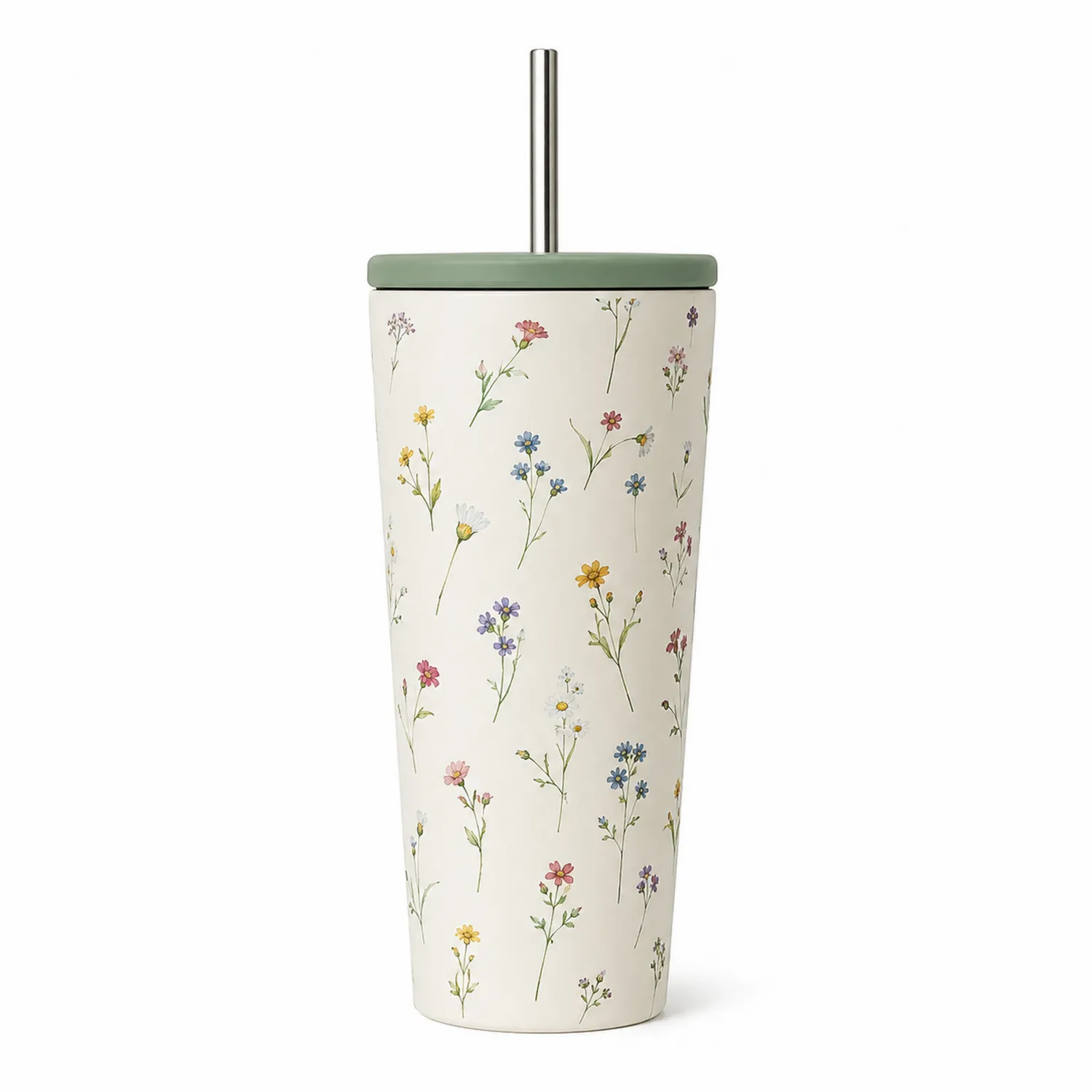 Bicchiere termico in acciaio inox con stampa floreale, 500ml