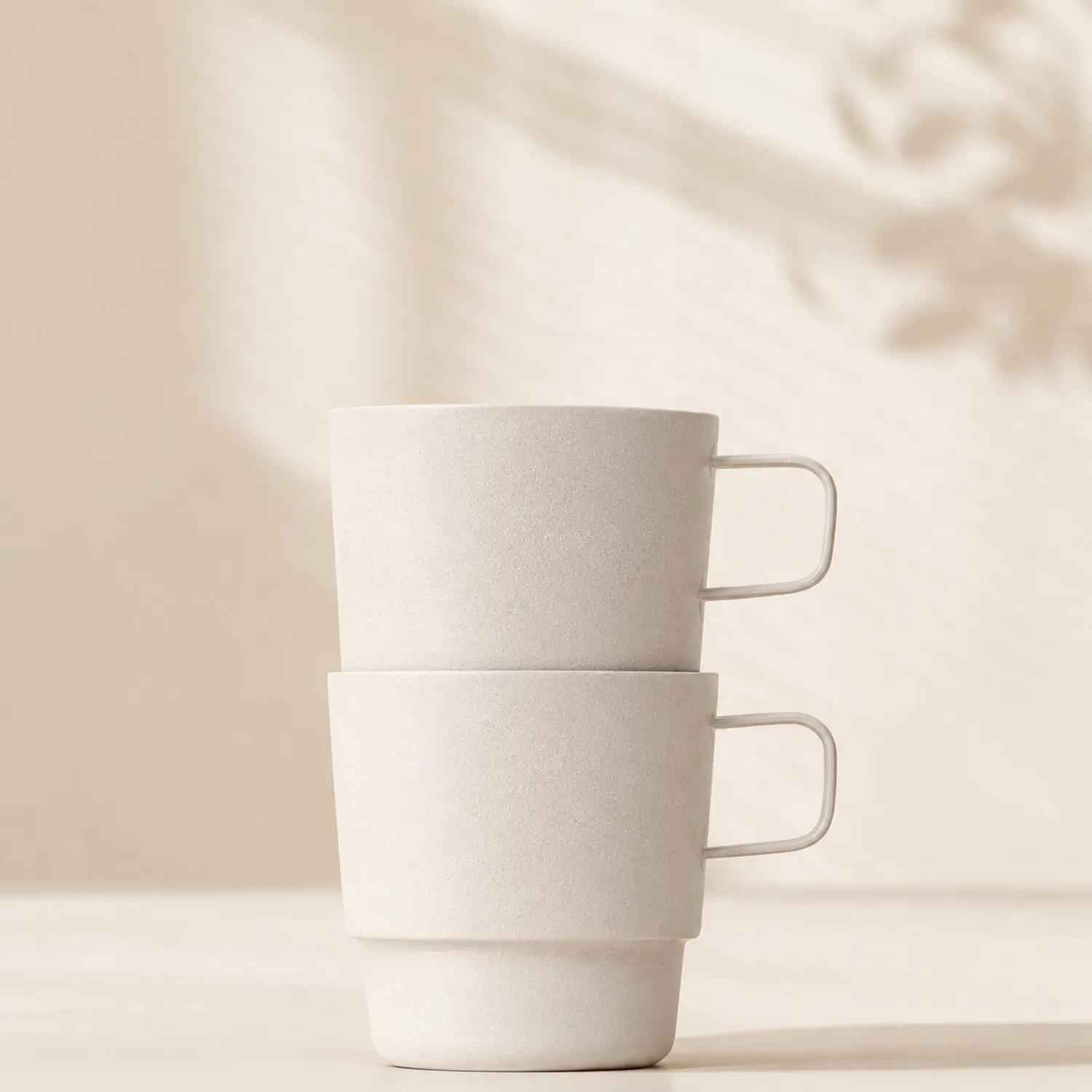 Set di Tazze Impilabili in Ceramica, 250ml, Beige