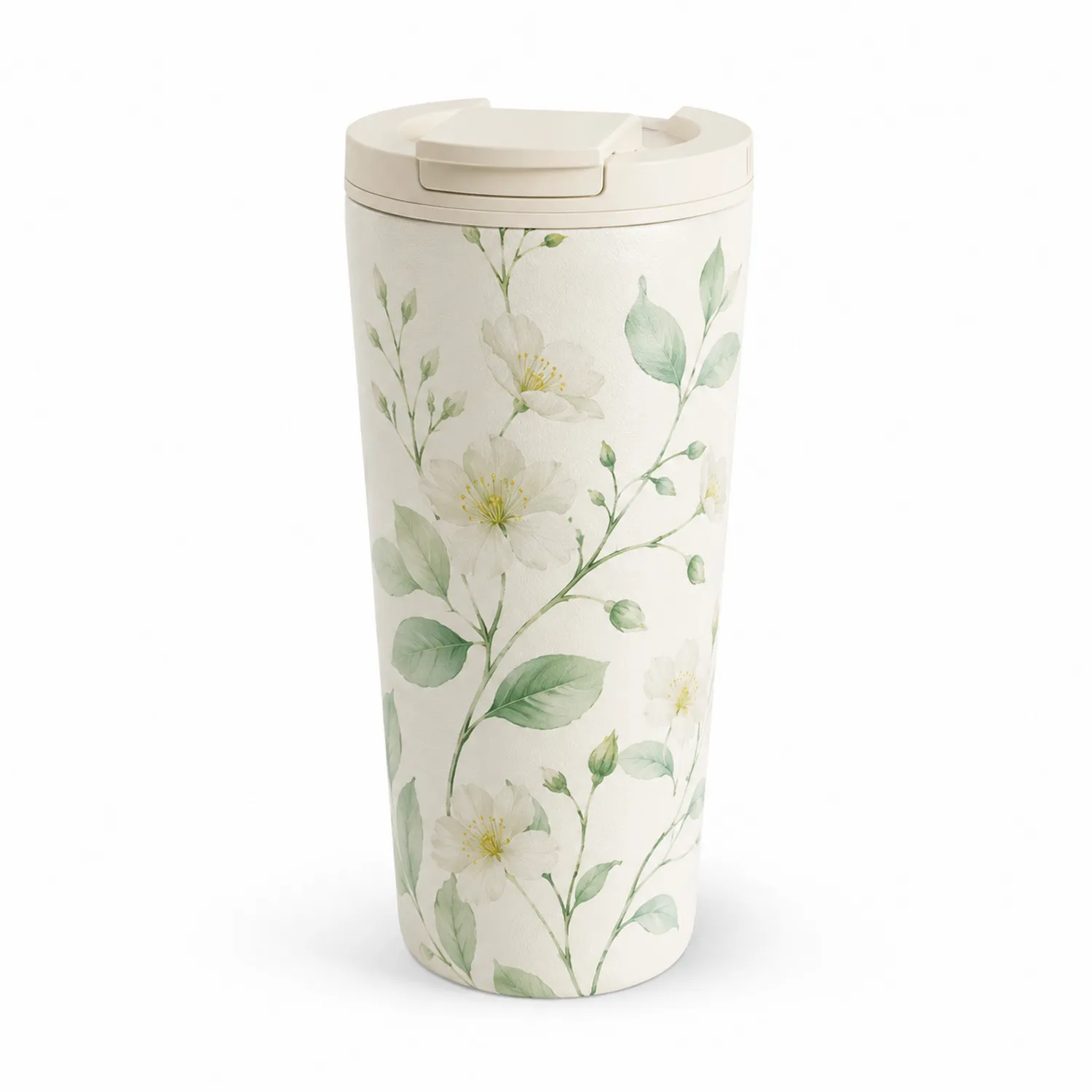 Tazza Termica Floreale 500ml Bianco/Verde