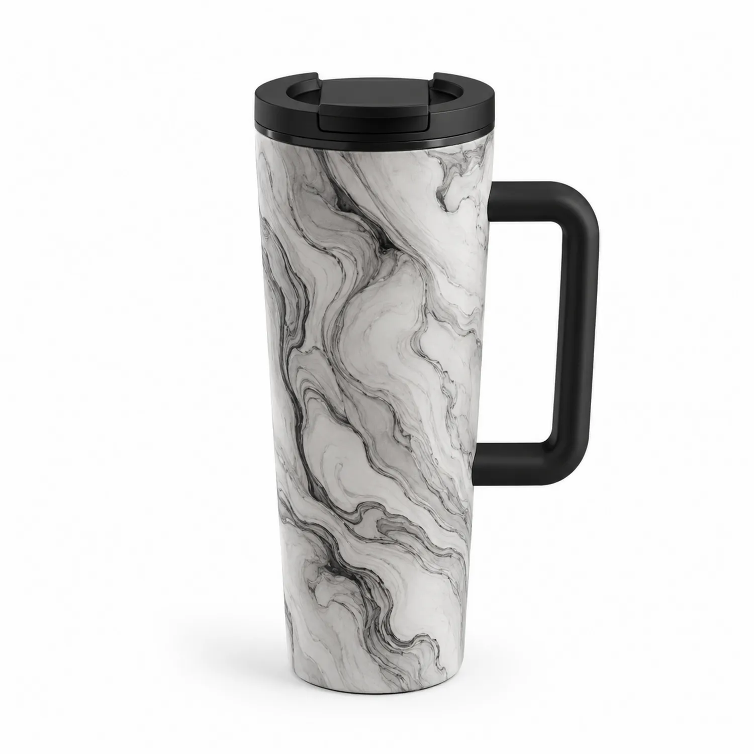 Tazza Termica con Manico Motivo Marmo 450ml