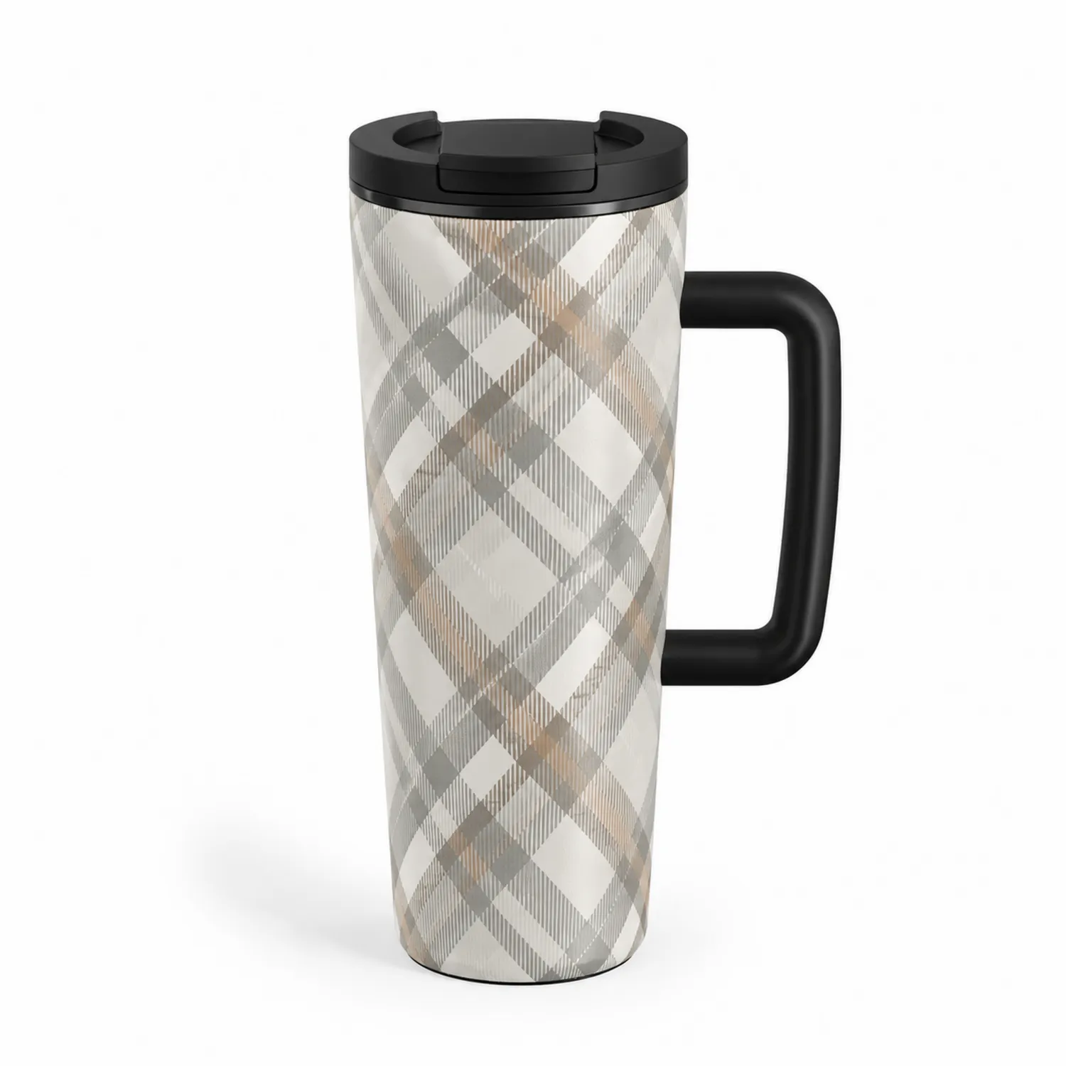 Tazza Termica da Viaggio con Manico e Motivo Tartan 500ml