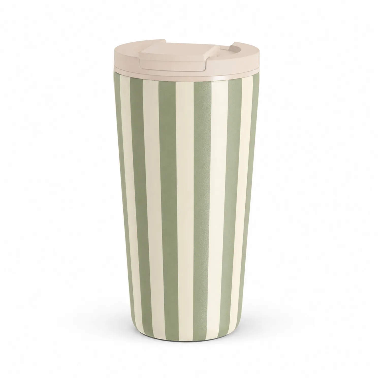 Tazza Termica da Viaggio a Righe Verde e Crema 400ml