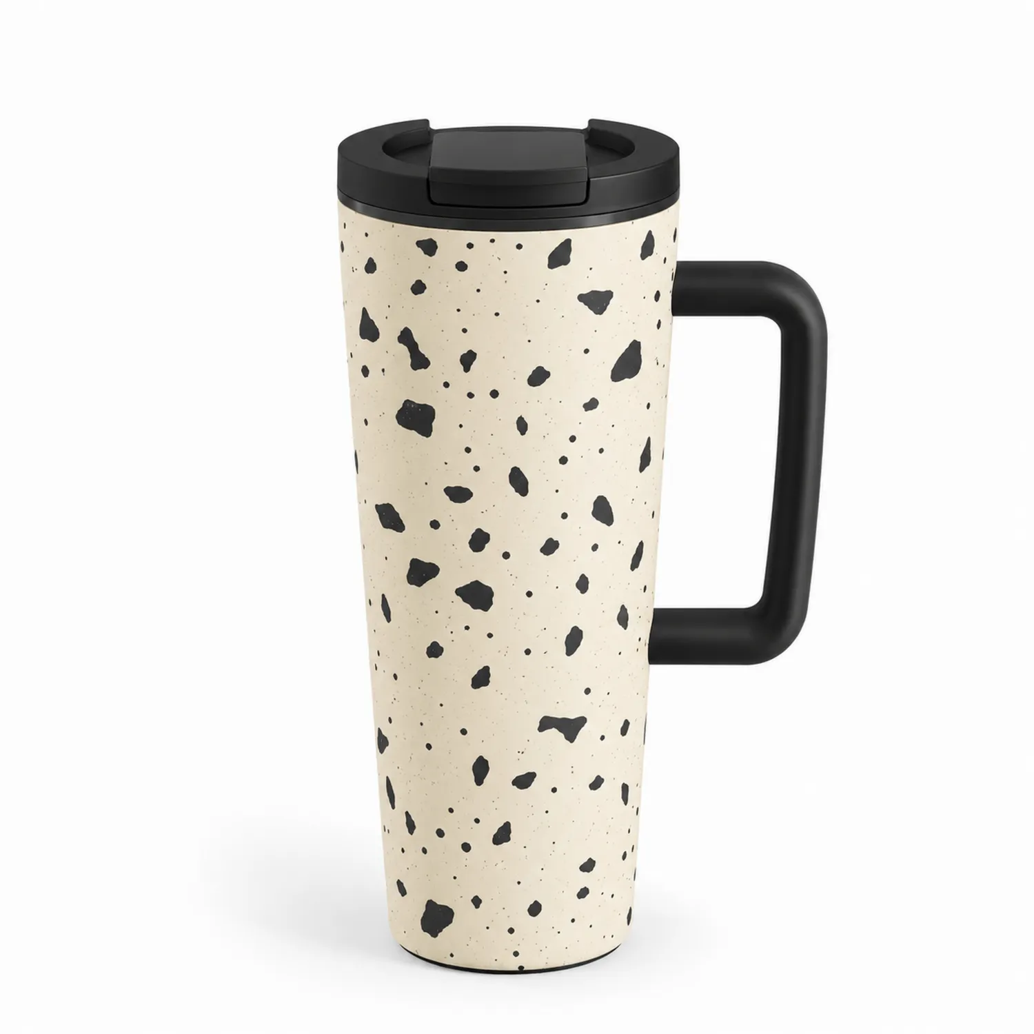 Tazza da Viaggio con Manico 500ml Design Terrazzo Bianco e Nero