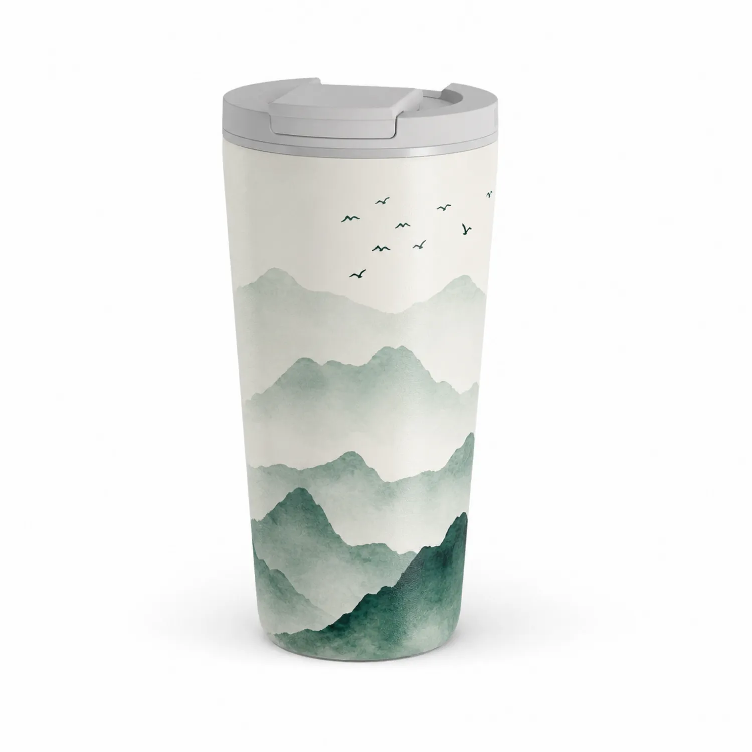 Tazza Termica da Viaggio con Motivo Montagna Verde 350 ml