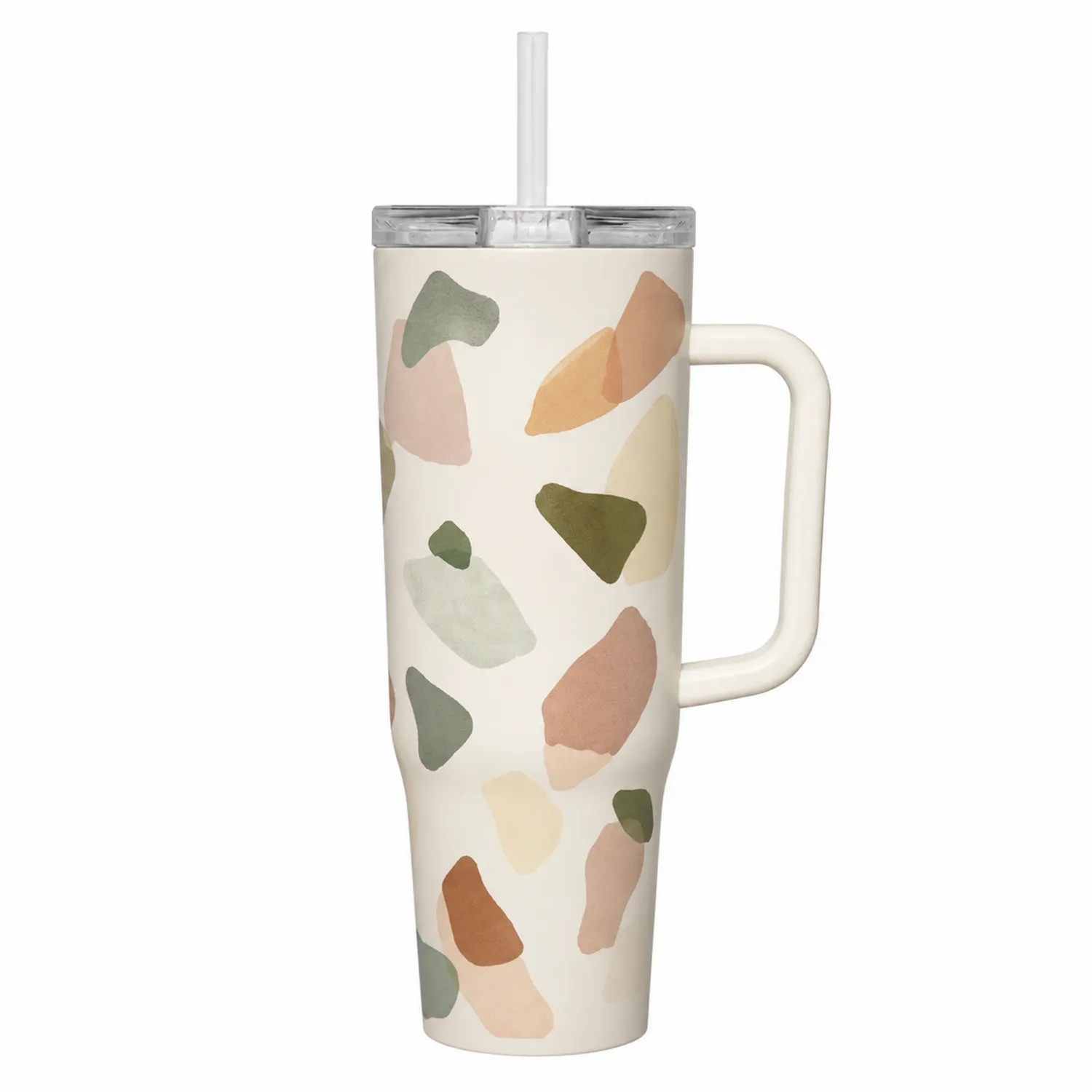 Bicchiere Termico Astratto con Manico e Cannuccia 710 ml