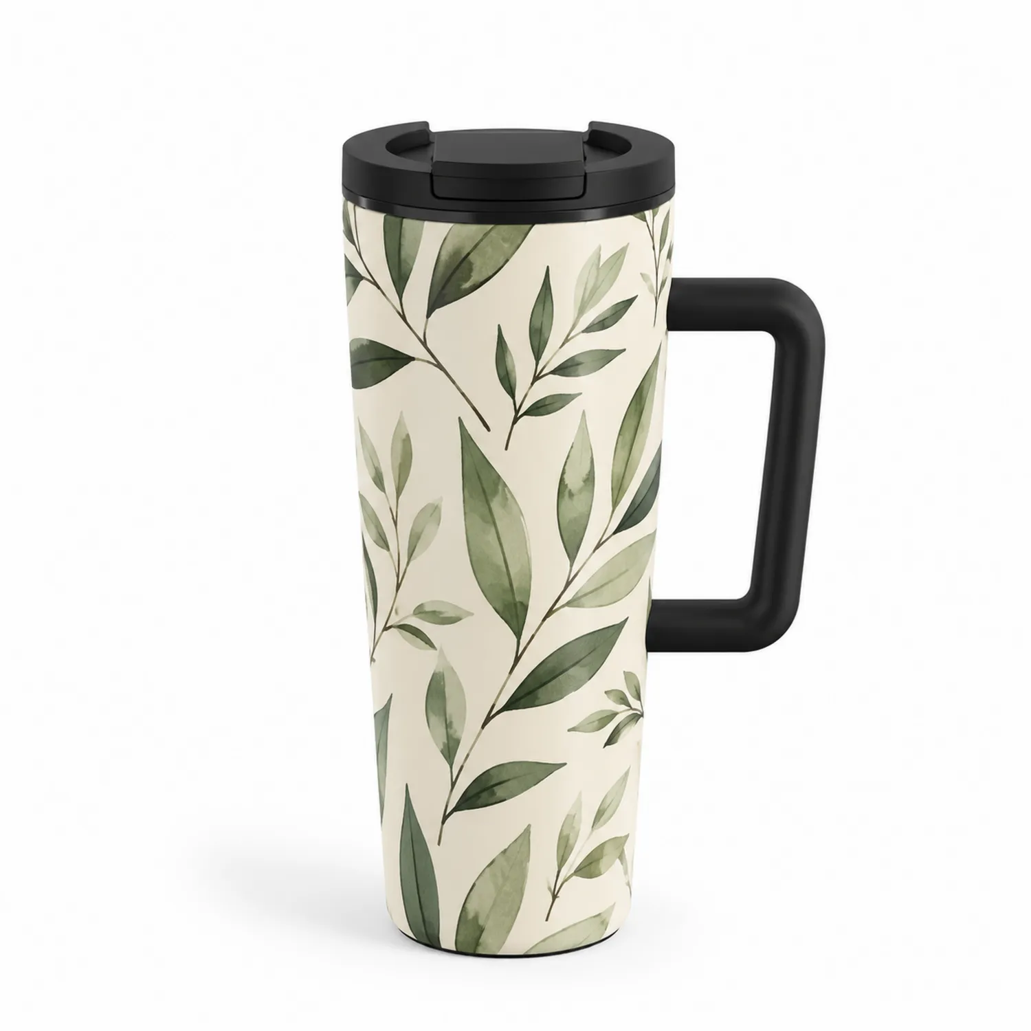 Tazza da Viaggio con Motivo Foglie Verdi 450ml