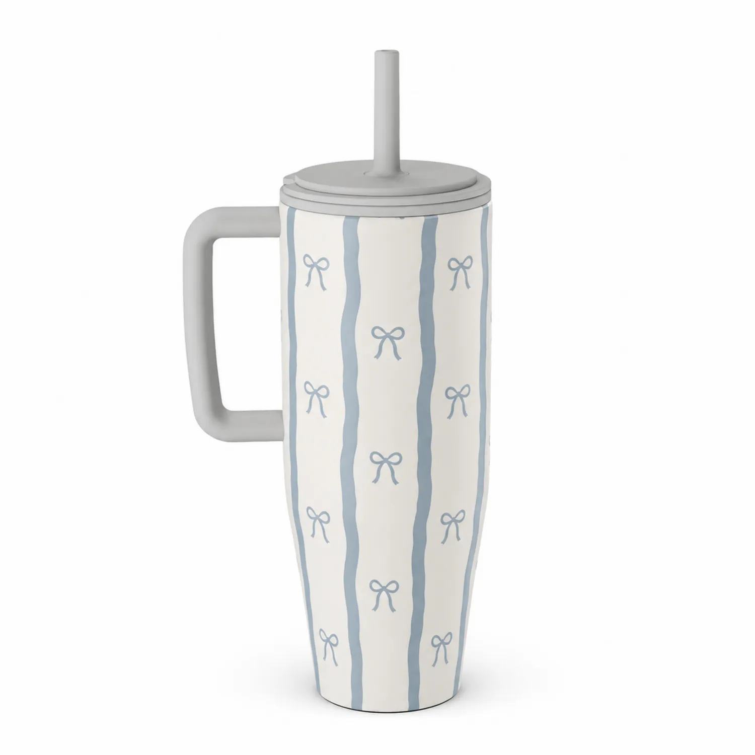 Tazza Termica con Cannuccia 709ml Bianco e Grigio