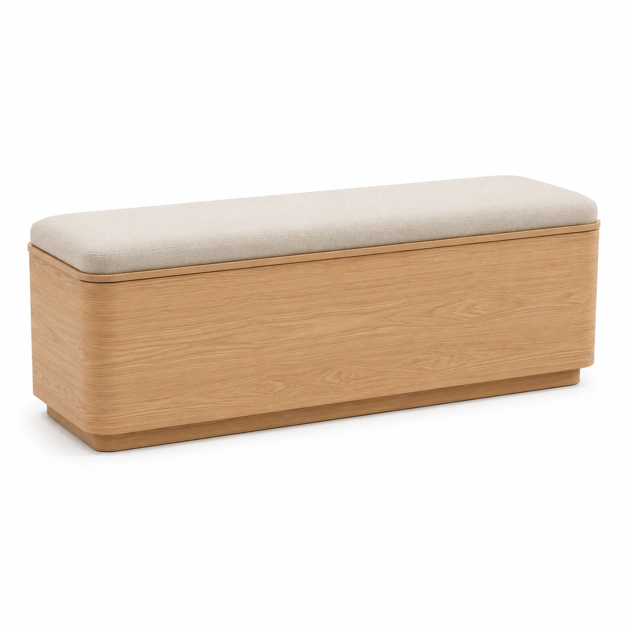 Stauraumbank aus Holz mit Stoffbezug 120x40x45 cm Eiche/Beige