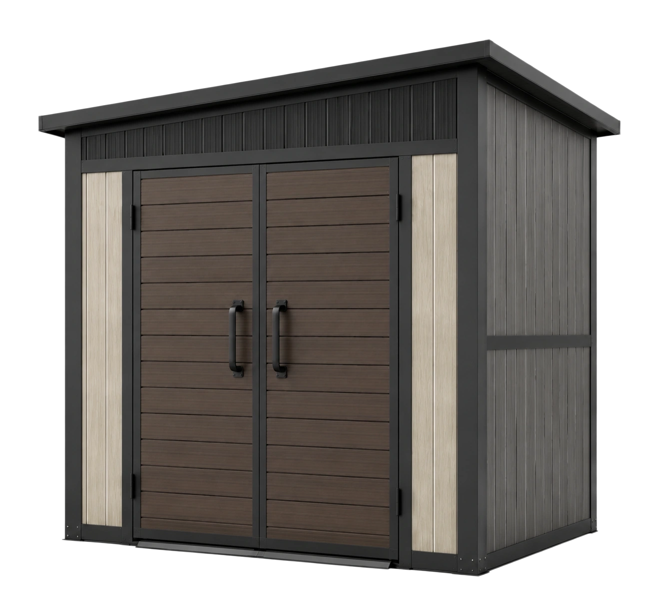 Gartenschuppen aus Kunststoff in Braun/Beige/Grau-MORDELVIX