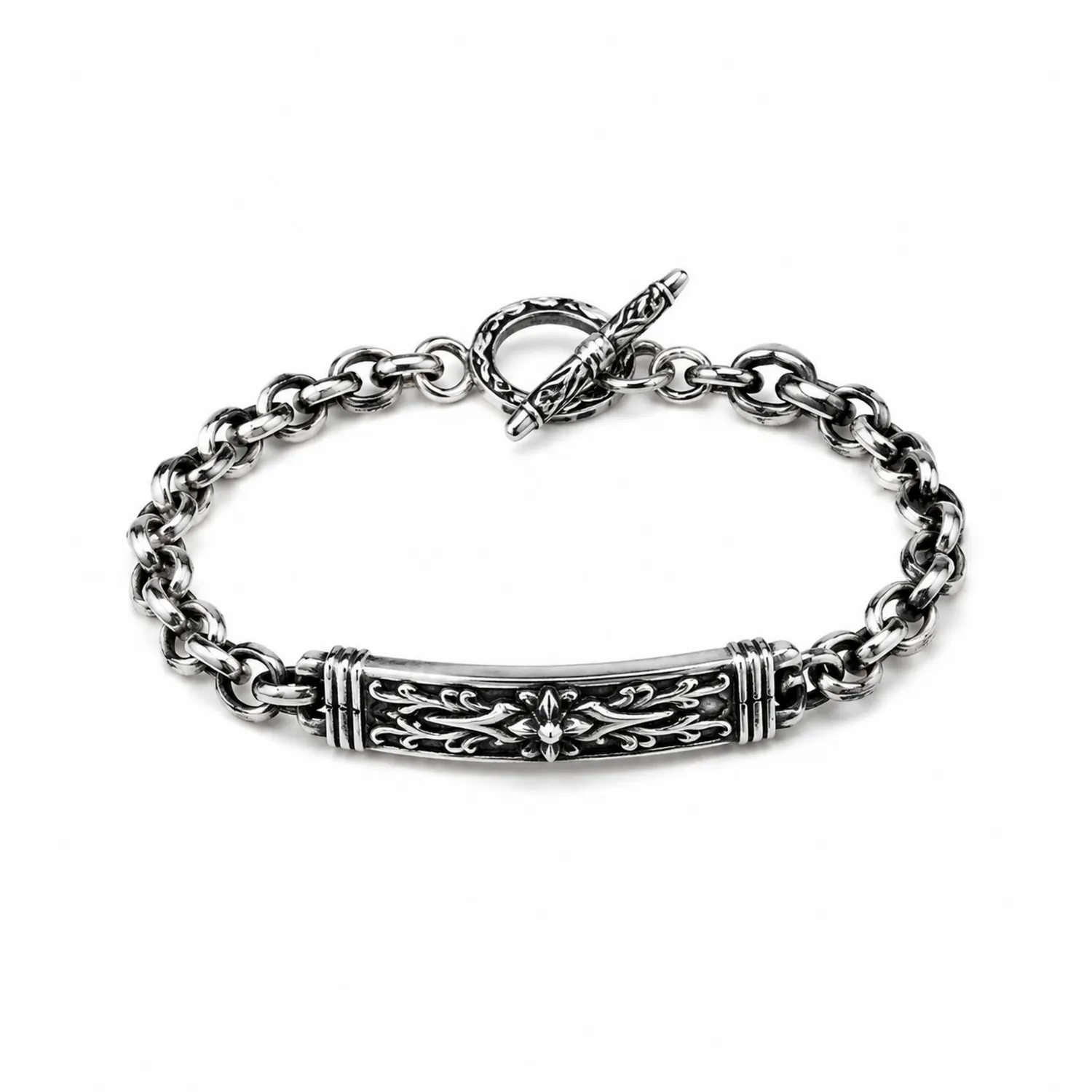 Pulsera de Cadena Estilo Medieval en Plata