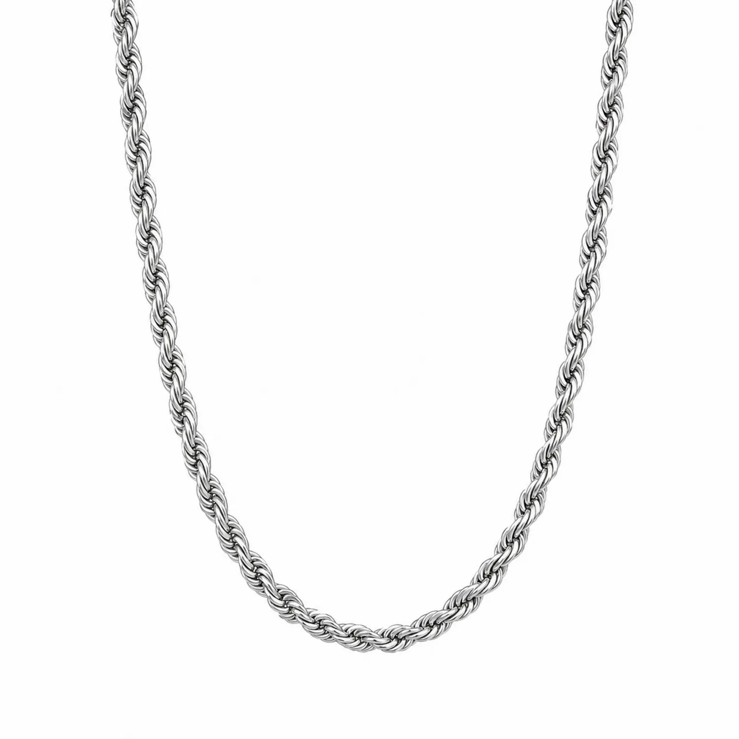 Collar de cadena trenzada en plata de 60 cm