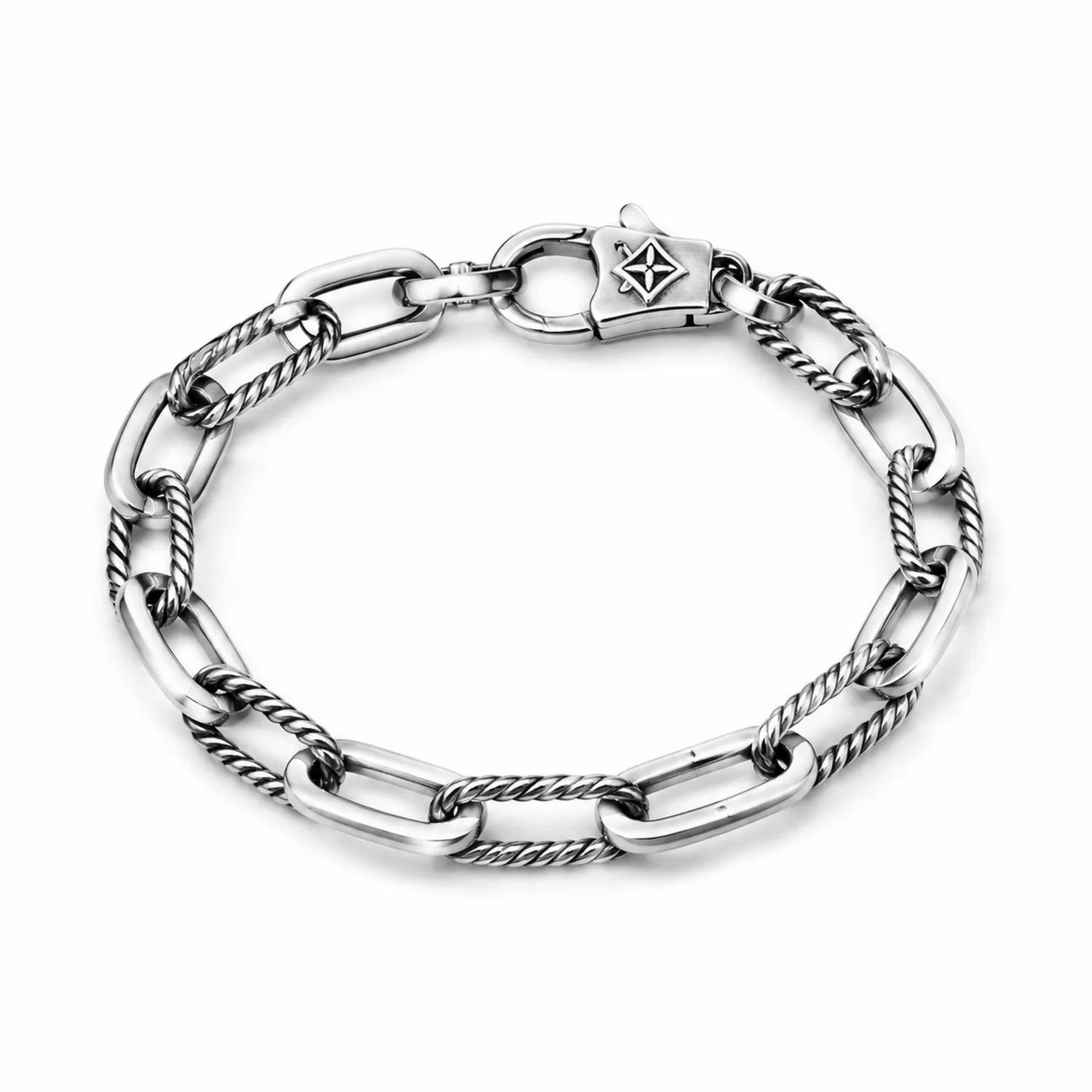 Pulsera de eslabones en acero inoxidable color plata, diseño moderno