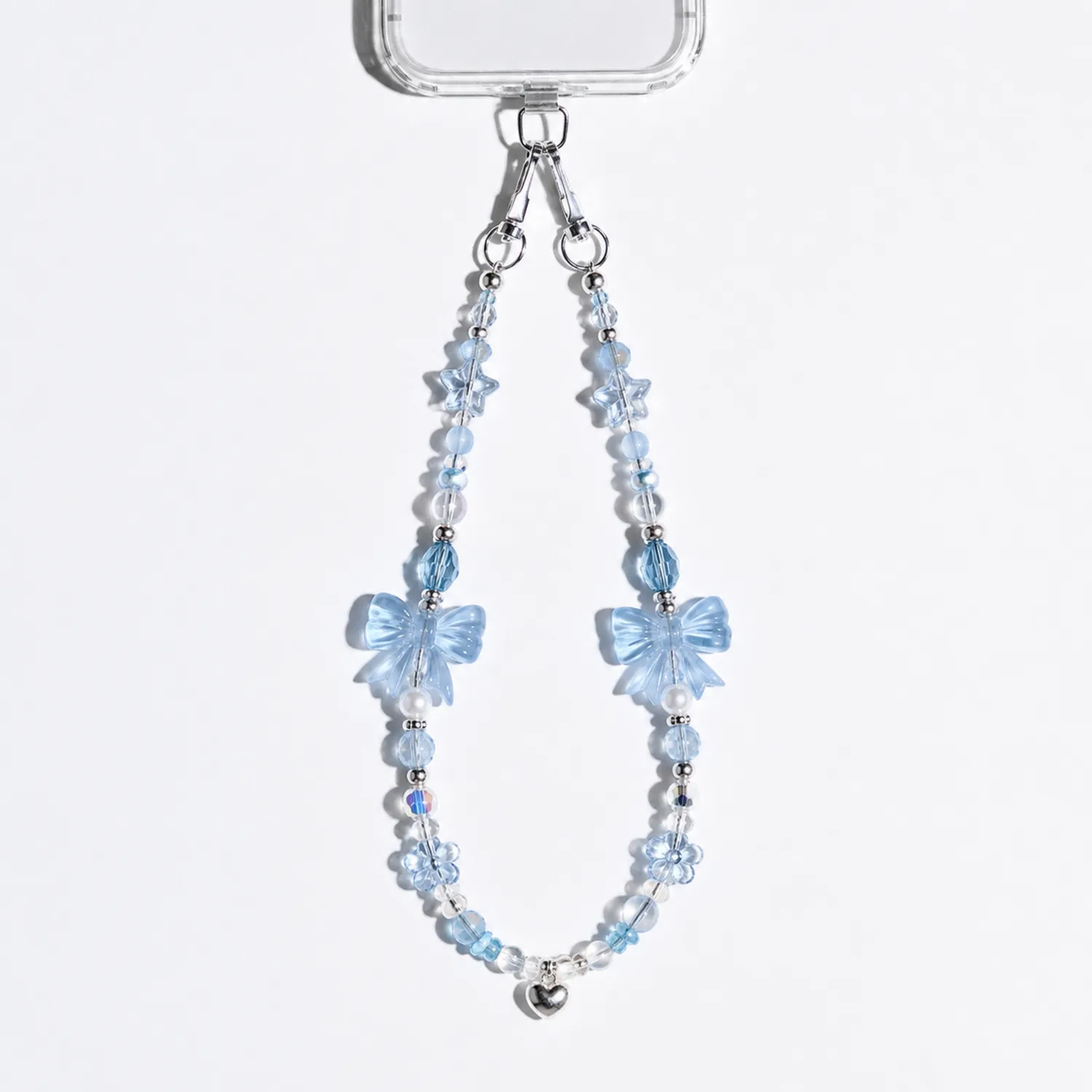 Colgante para Móvil con Perlas de Mariposa y Estrellas Azul Claro