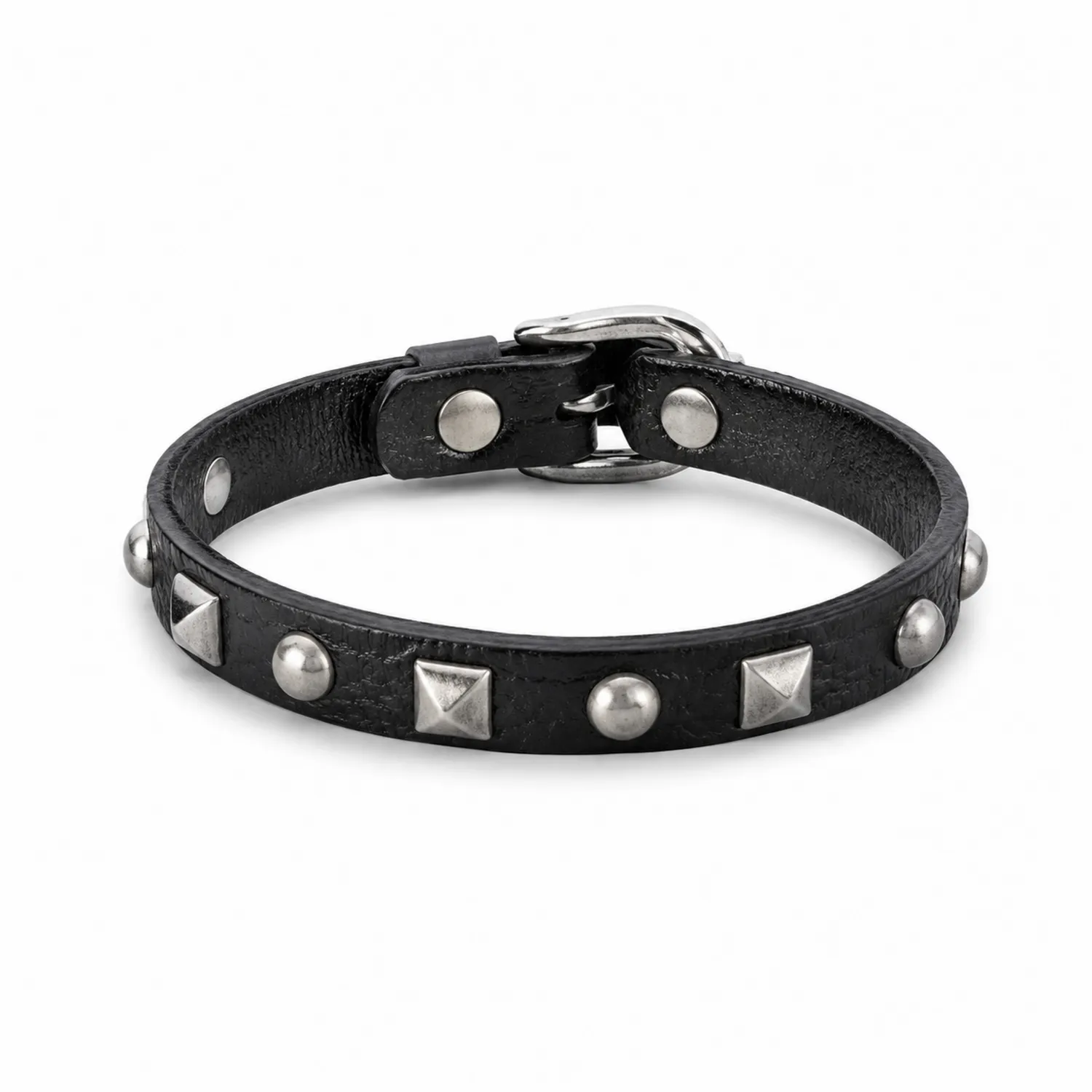 Collar Negro Punk con Tachuelas Metálicas