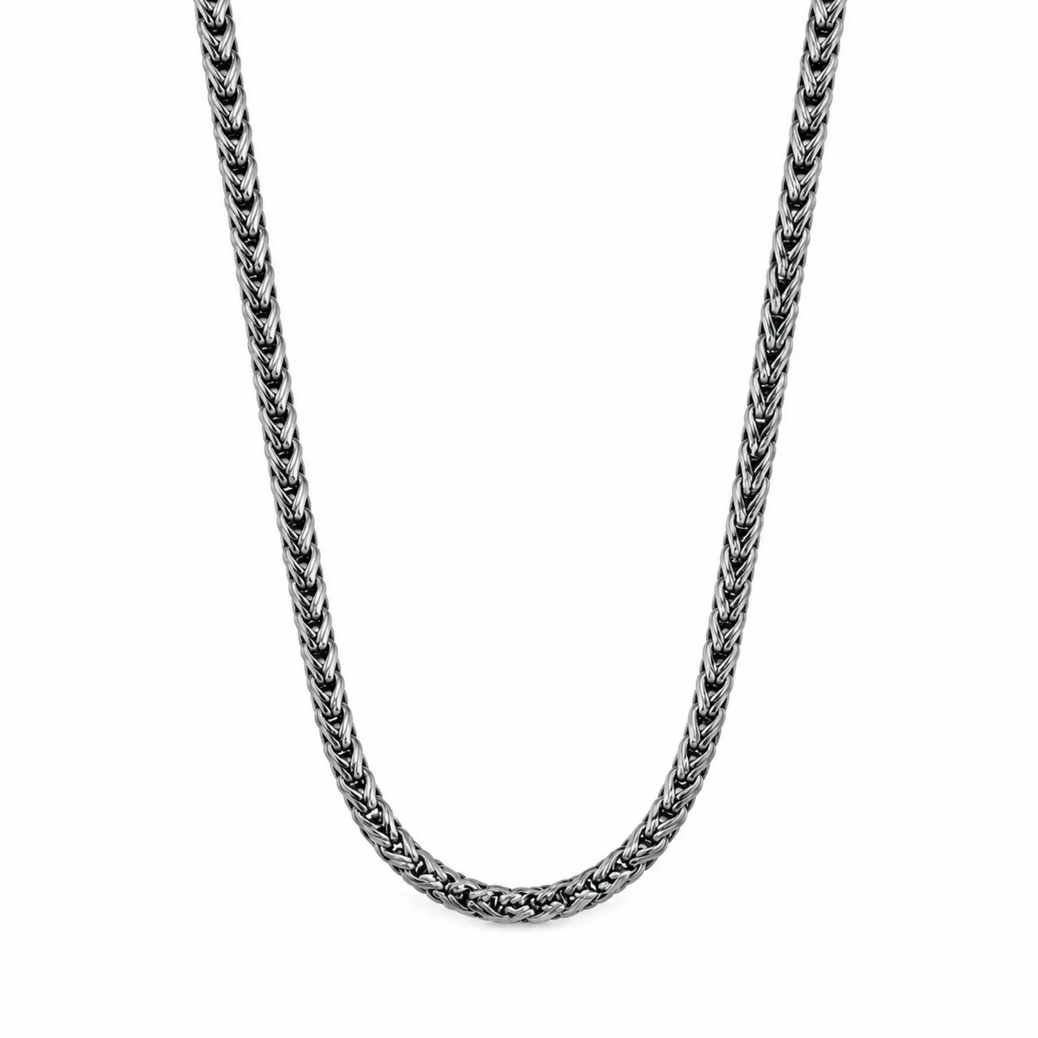 Collar de cadena trenzada en color plata de 50 cm
