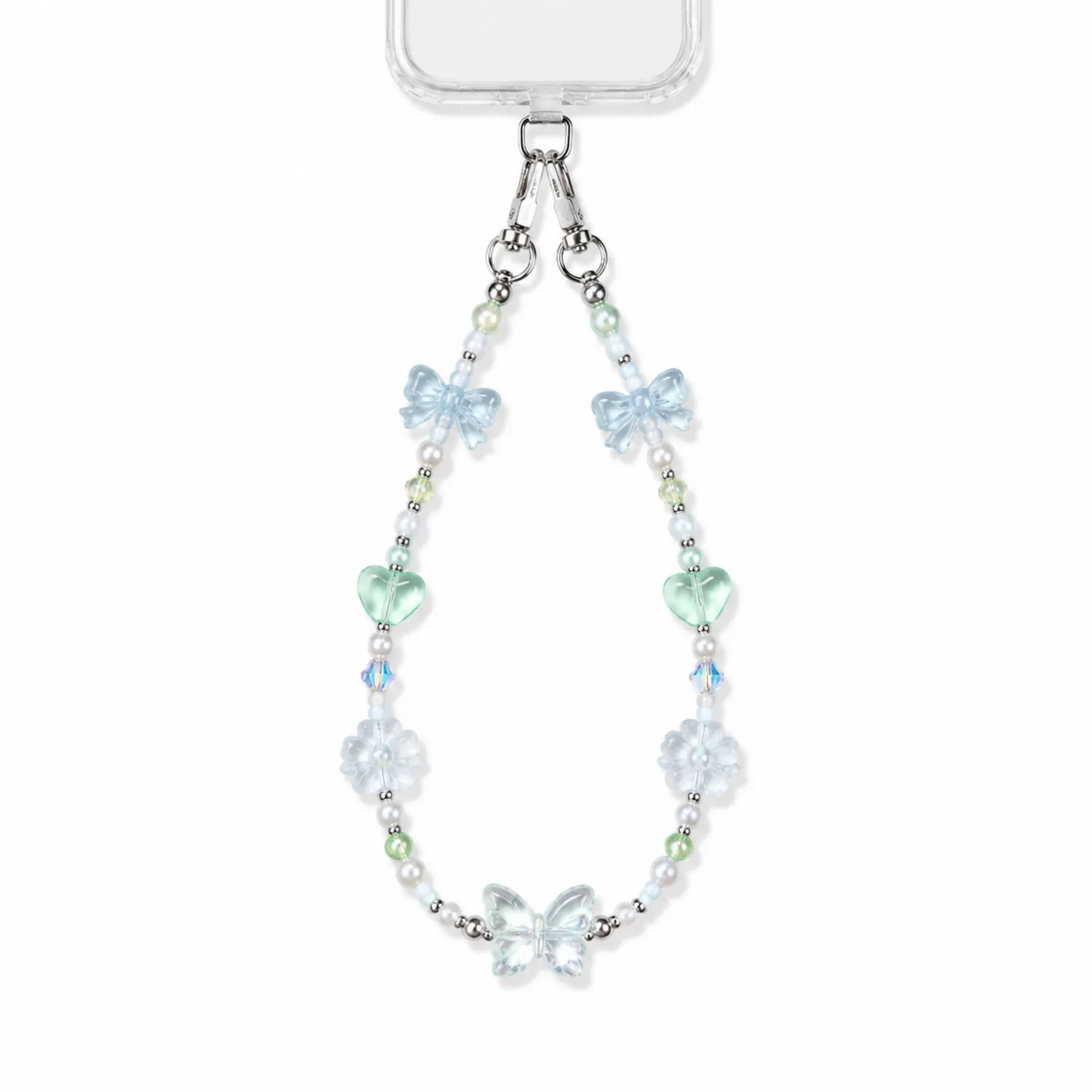 Colgante para Móvil con Mariposas y Corazones Azules y Verdes