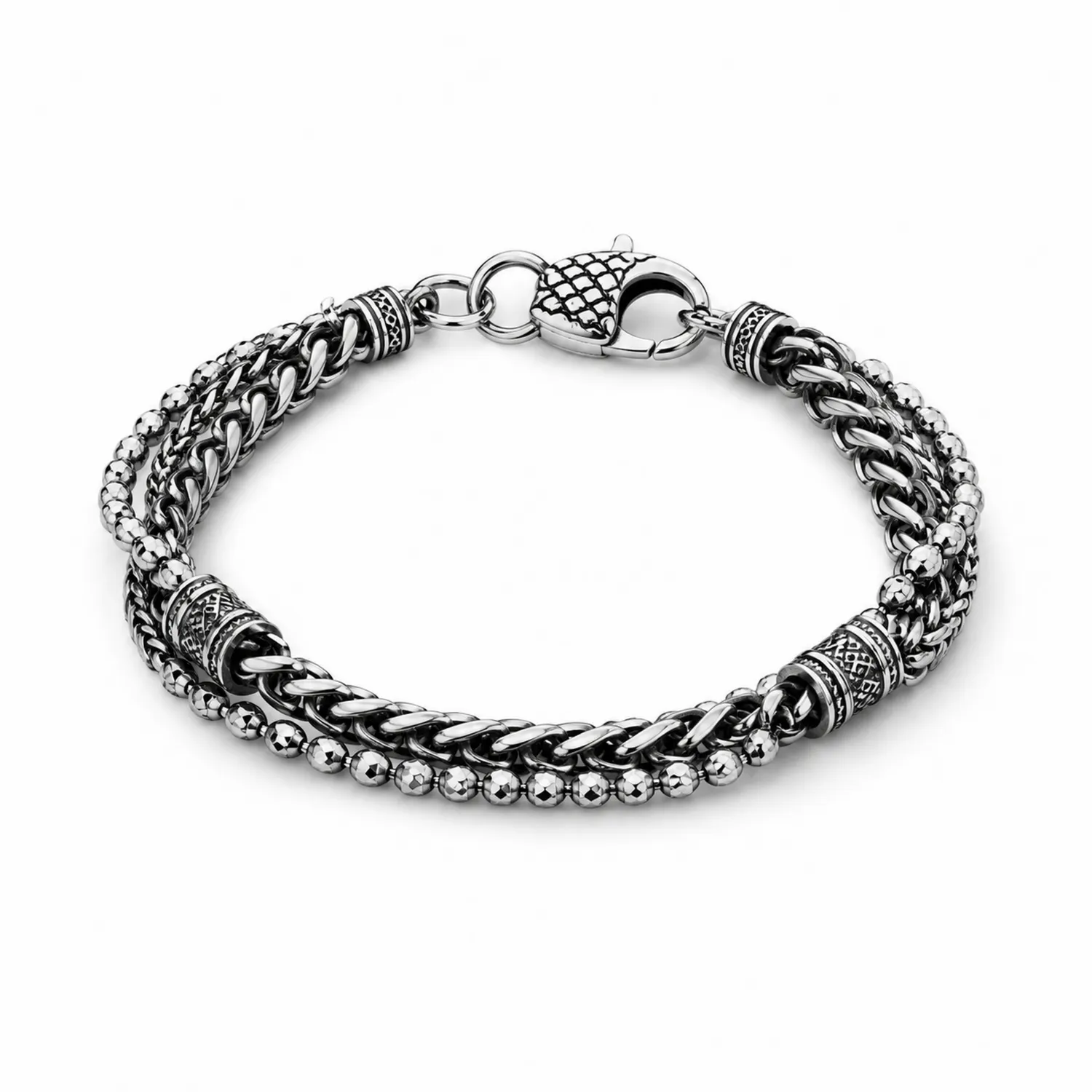 Pulsera Clásica de Hombre de Acabado Brillante en Plata Envejecida