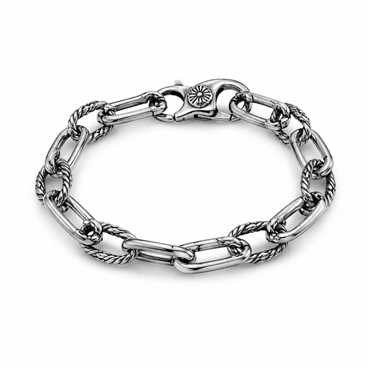 Pulsera de Eslabones Grandes Plateada para Hombre y Mujer de 21 cm