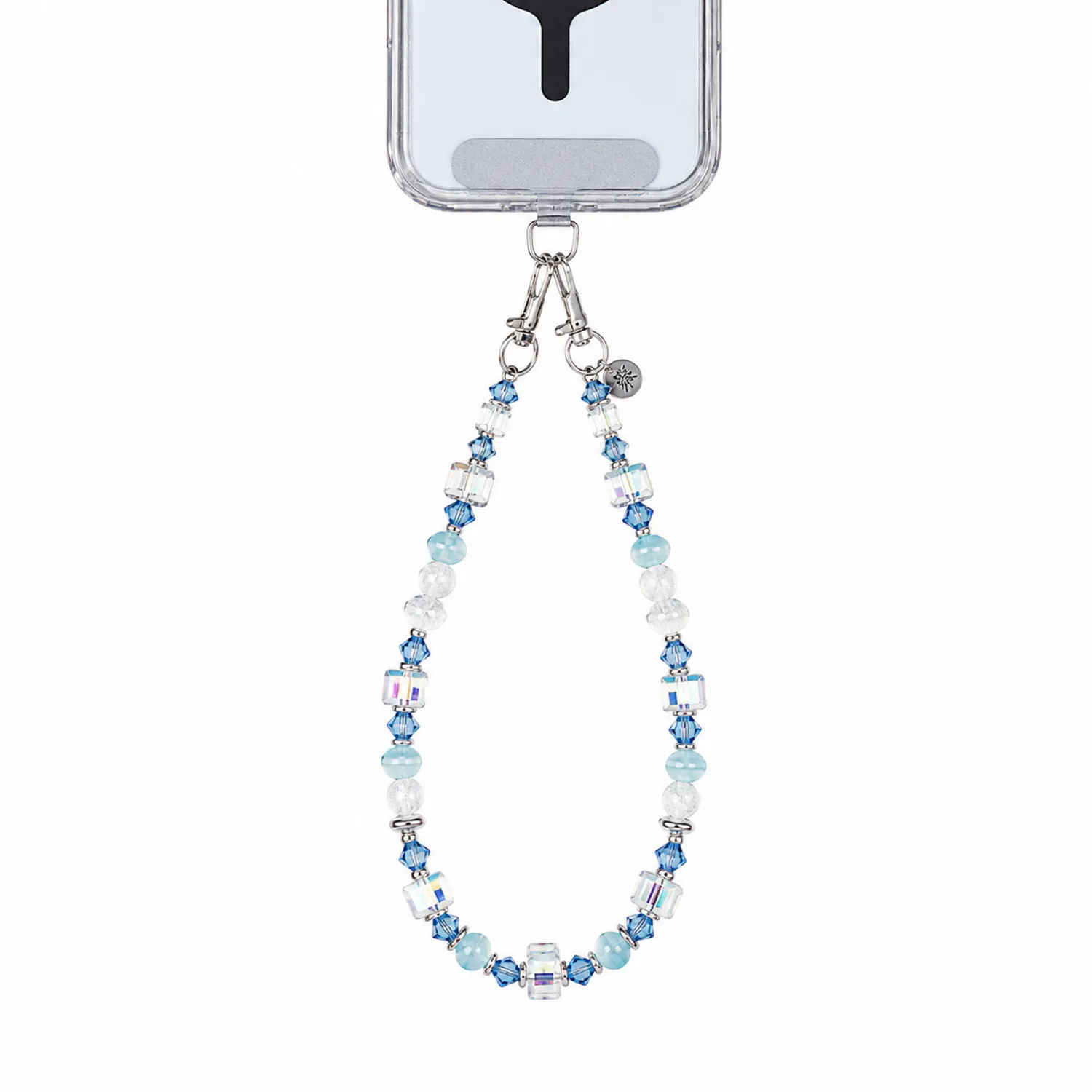 Cadena de Teléfono con Cuentas Azul y Blanco, 20 cm