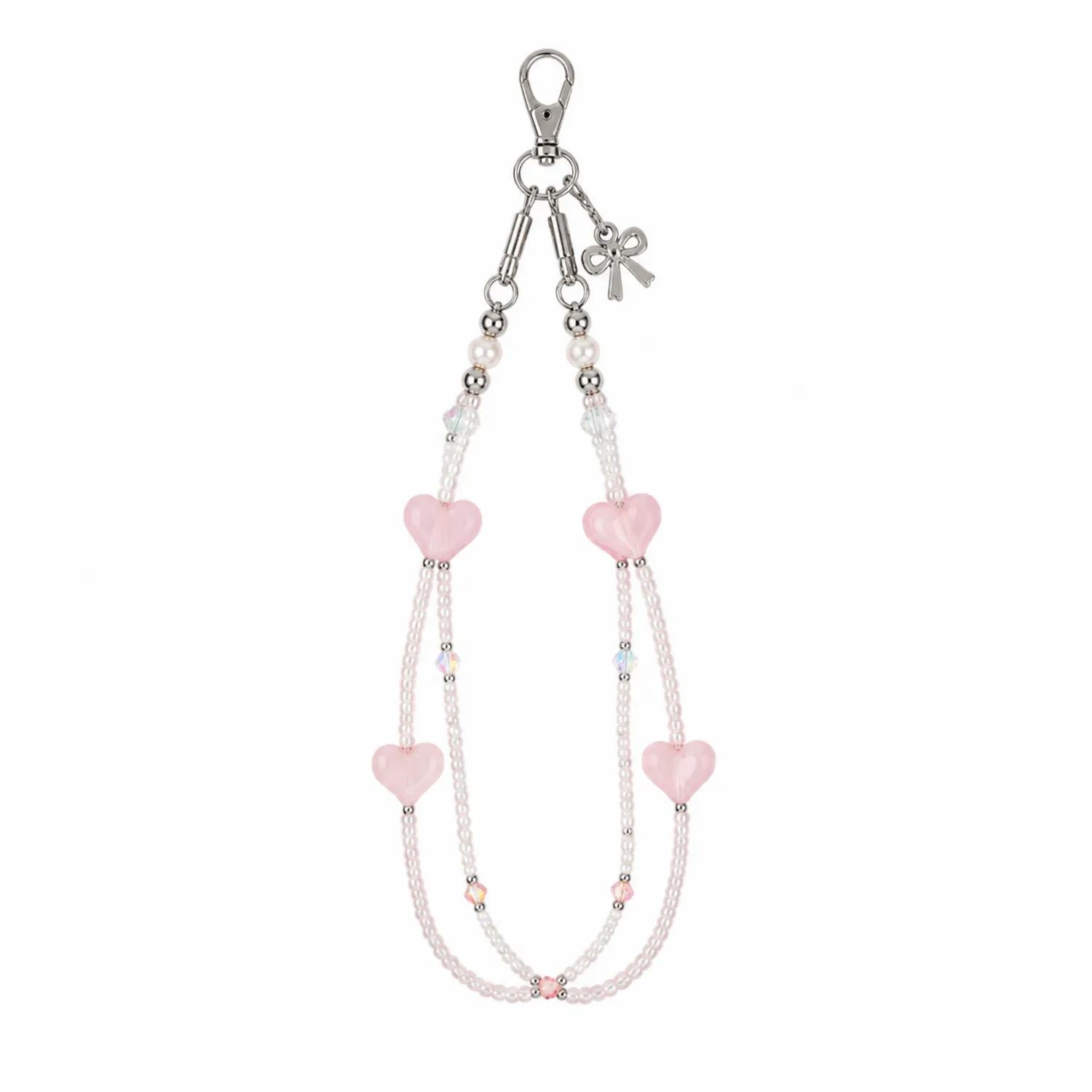 Colgante Decorativo para Móvil con Corazones de Perlas Rosas