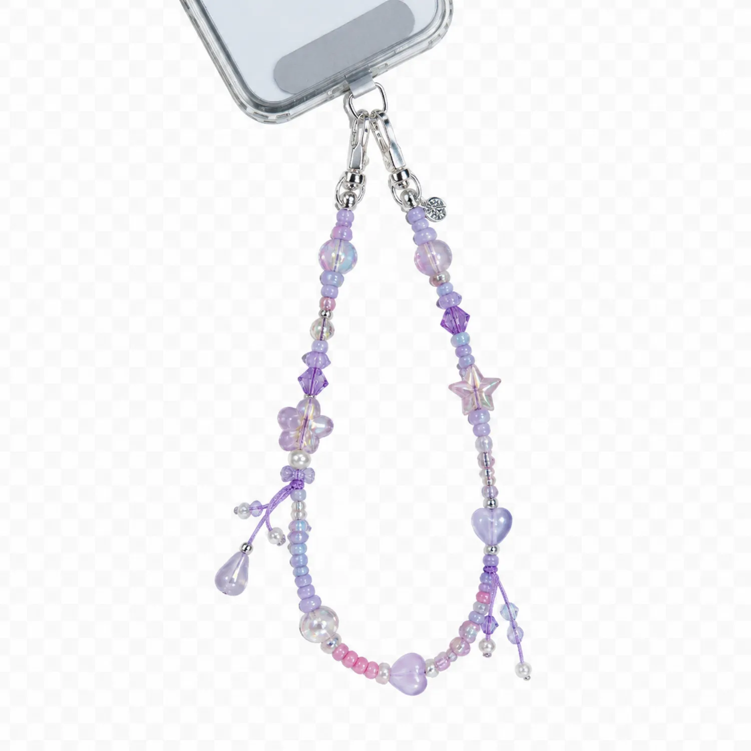 Cadena de Móvil con Cuentas Moradas y Lila