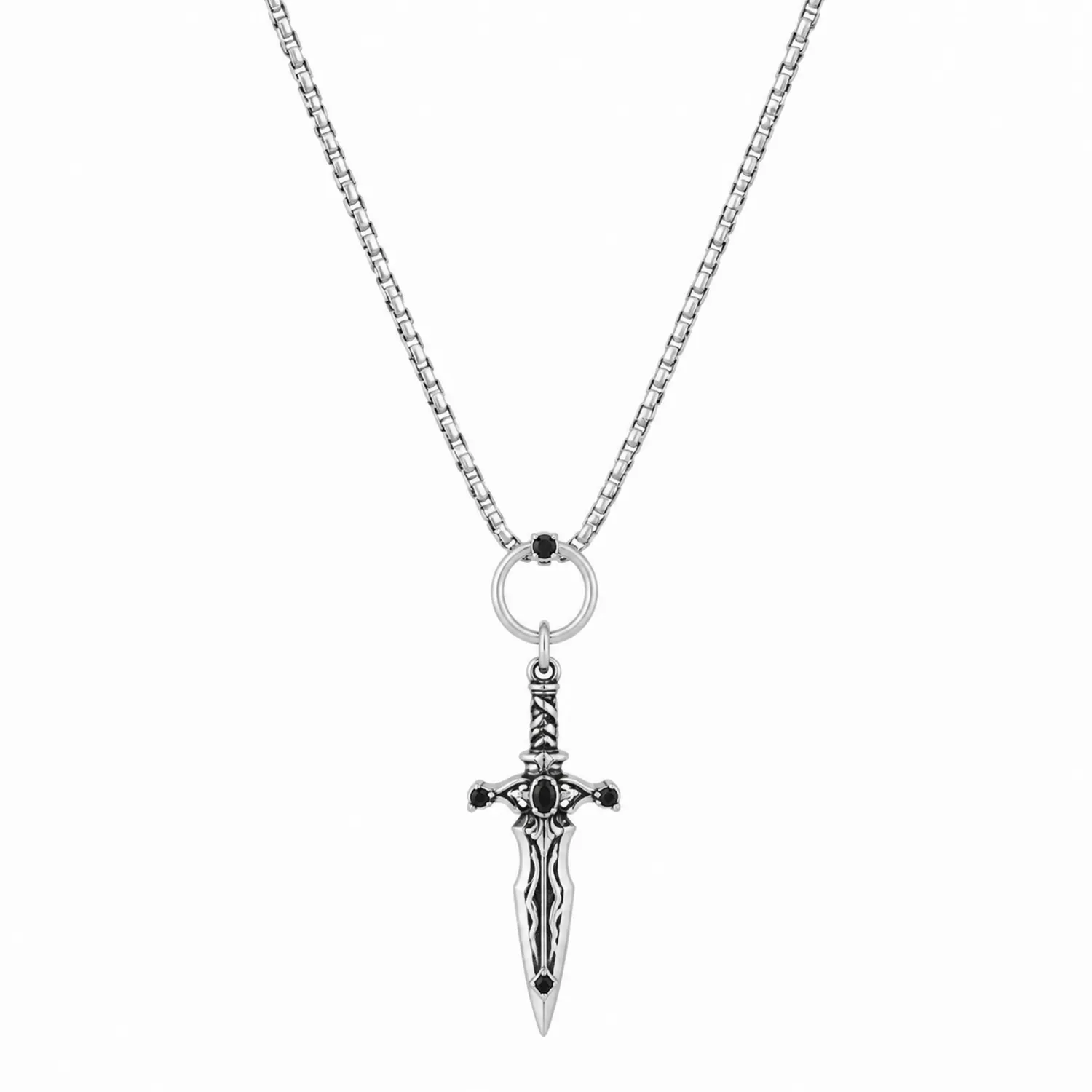 Collar de Acero Inoxidable con Colgante de Espada en Plata