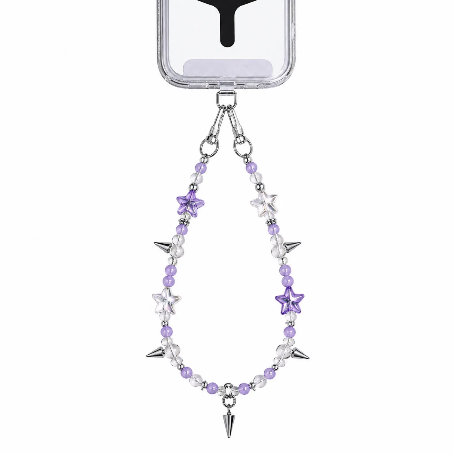 Colgante para Teléfono Móvil Lila y Transparente con Estrellas