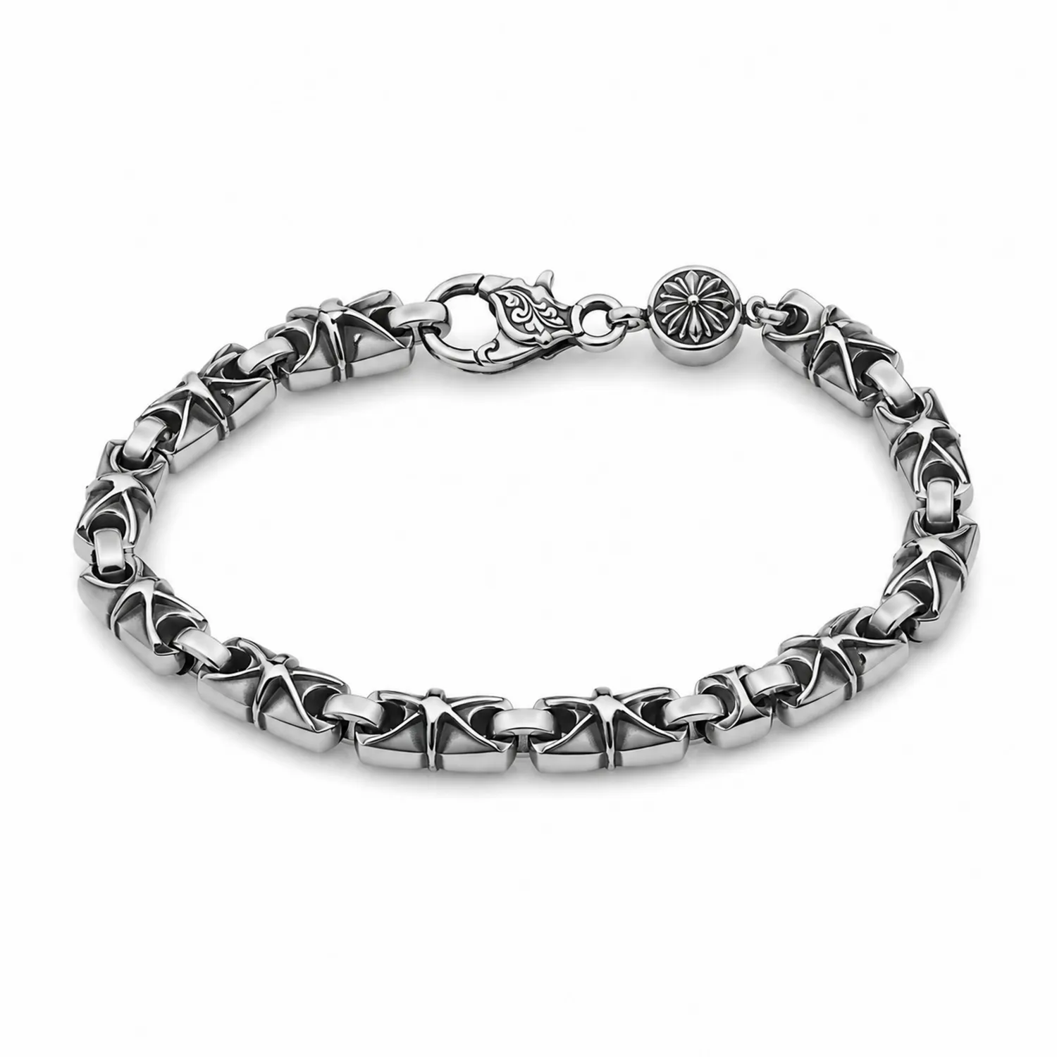 Pulsera de Hombre Estilo Cruzados 20 cm Plata
