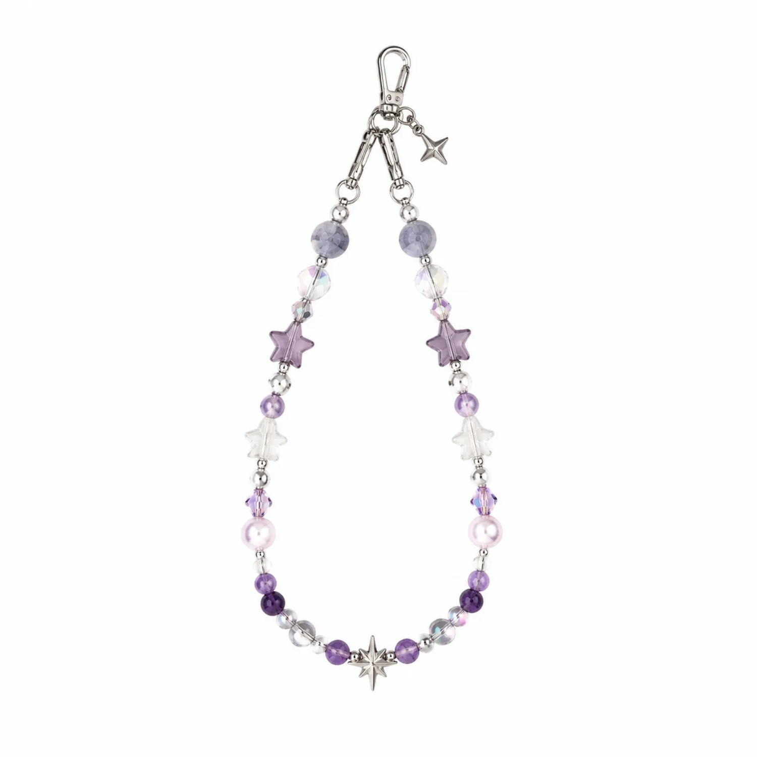 Cadena de Teléfono Morado y Blanco con Cuentas de Estrella