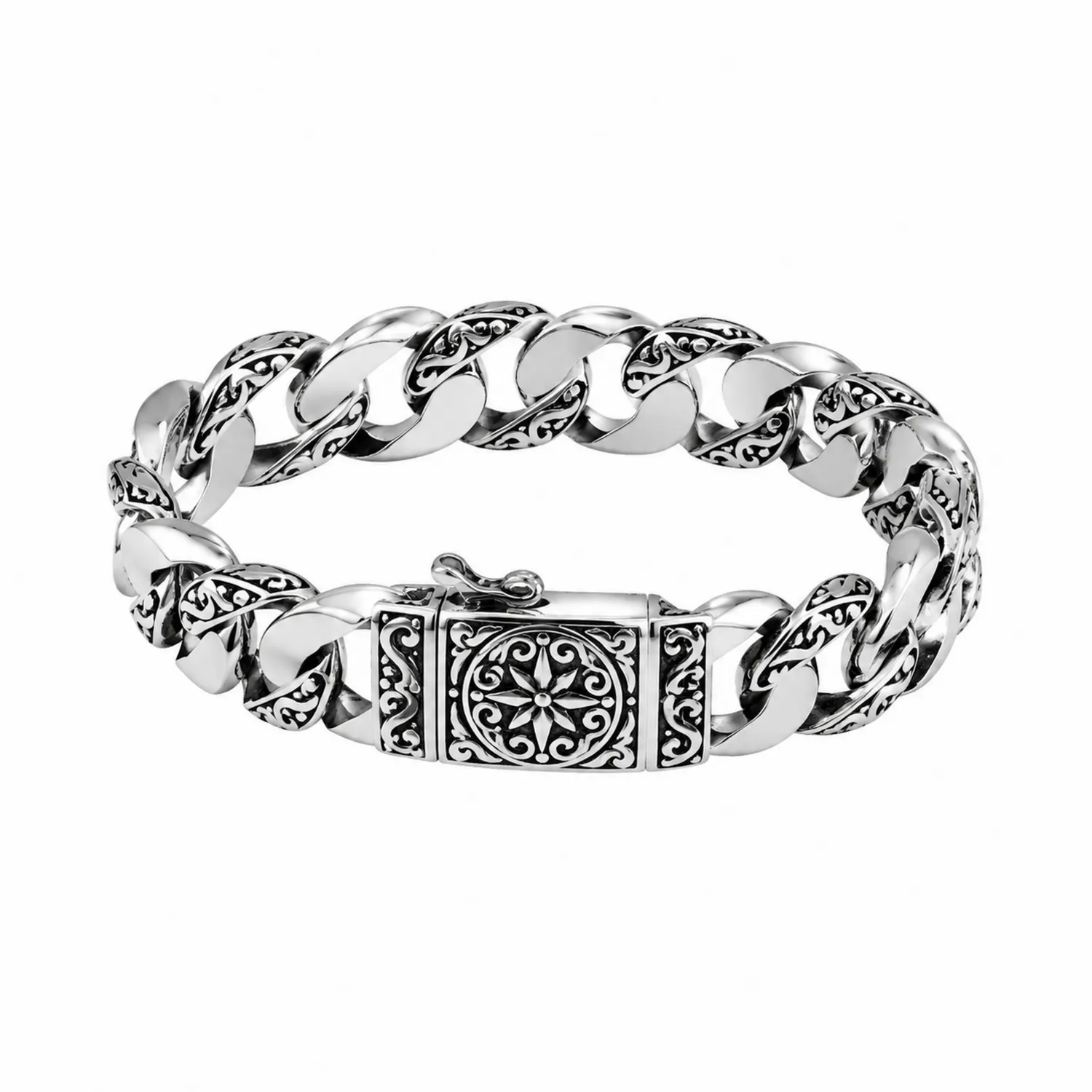 Pulsera de Cadena Vintage para Hombres en Color Plata