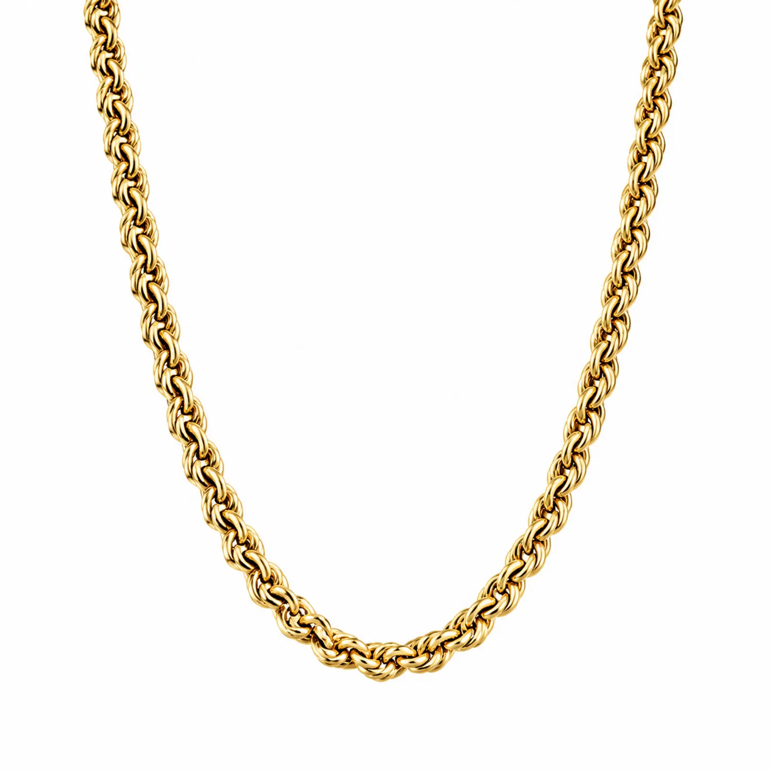 Cadena de Eslabones Entrelazados en Oro Amarillo 55cm