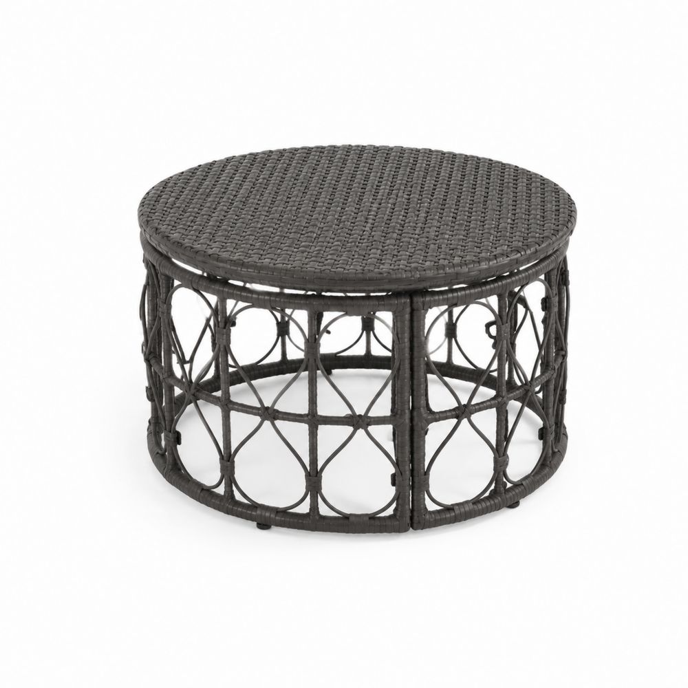 Mesa de café redonda de ratán sintético 80 cm