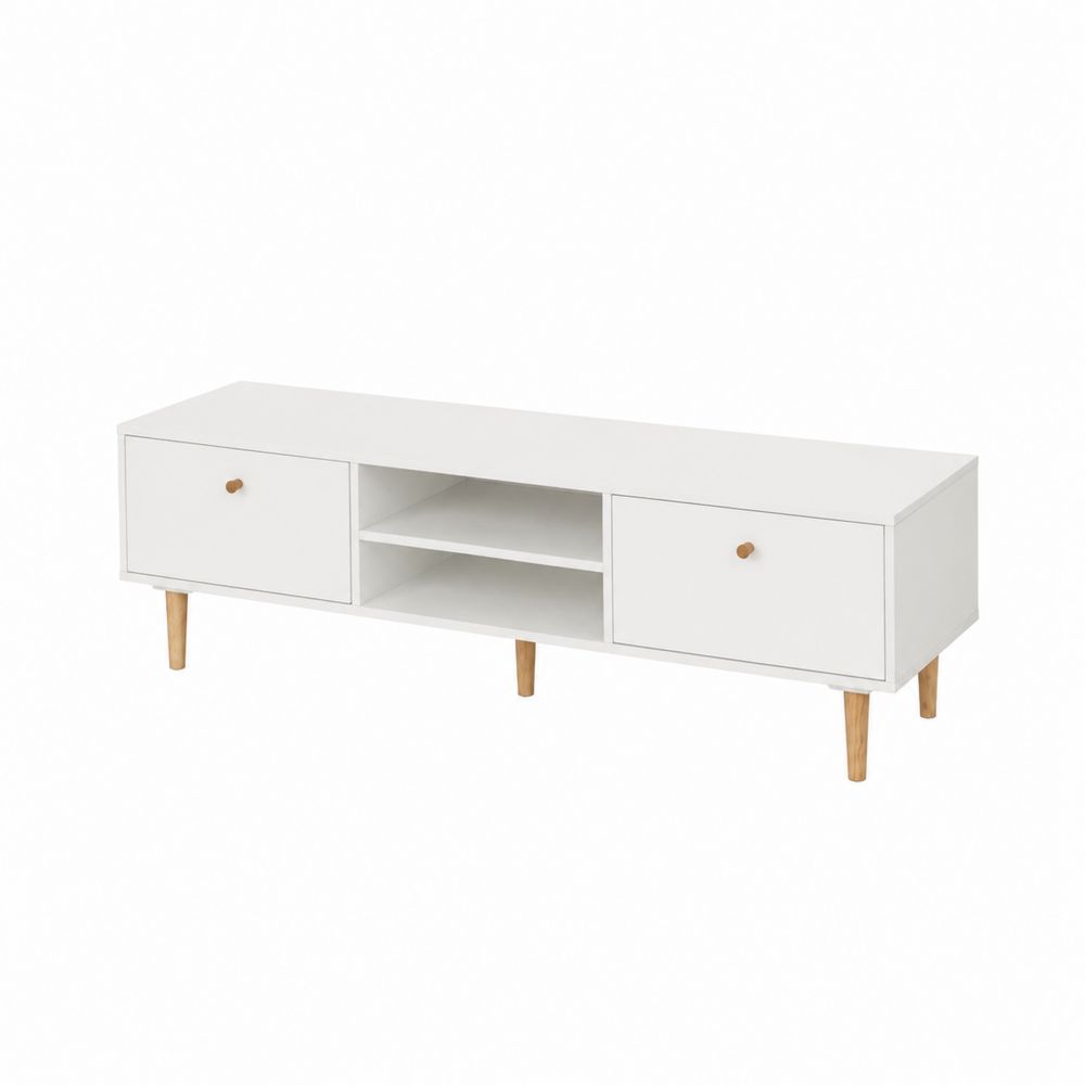 Mueble de TV de Madera y MDF Blanco 120x40x45 cm