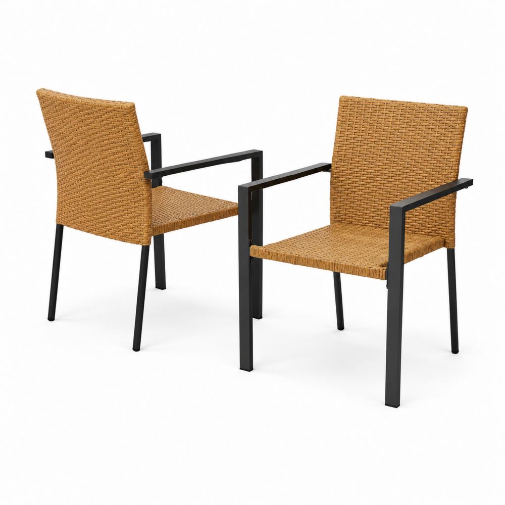 Set de 2 sillas de metal y ratán sintético, 87 cm de alto