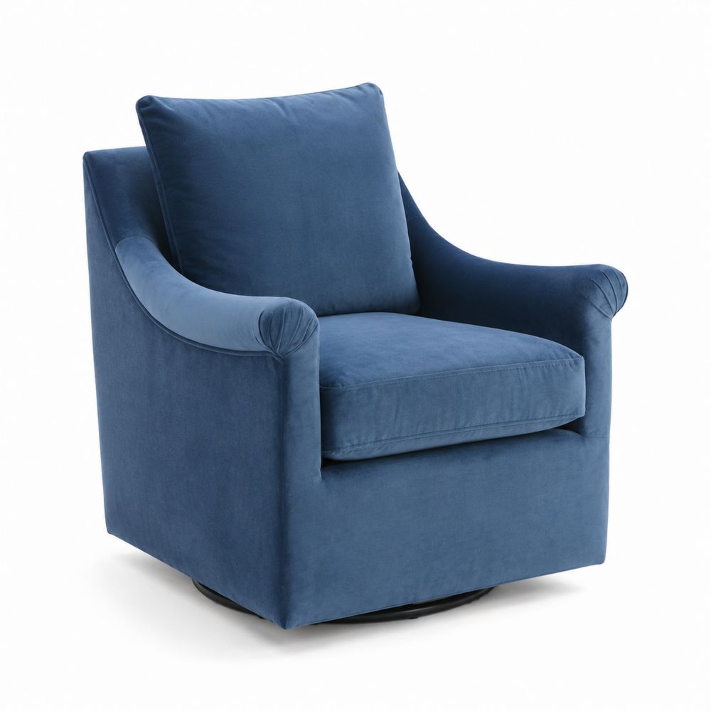 Silla Giratoria de Terciopelo Azul