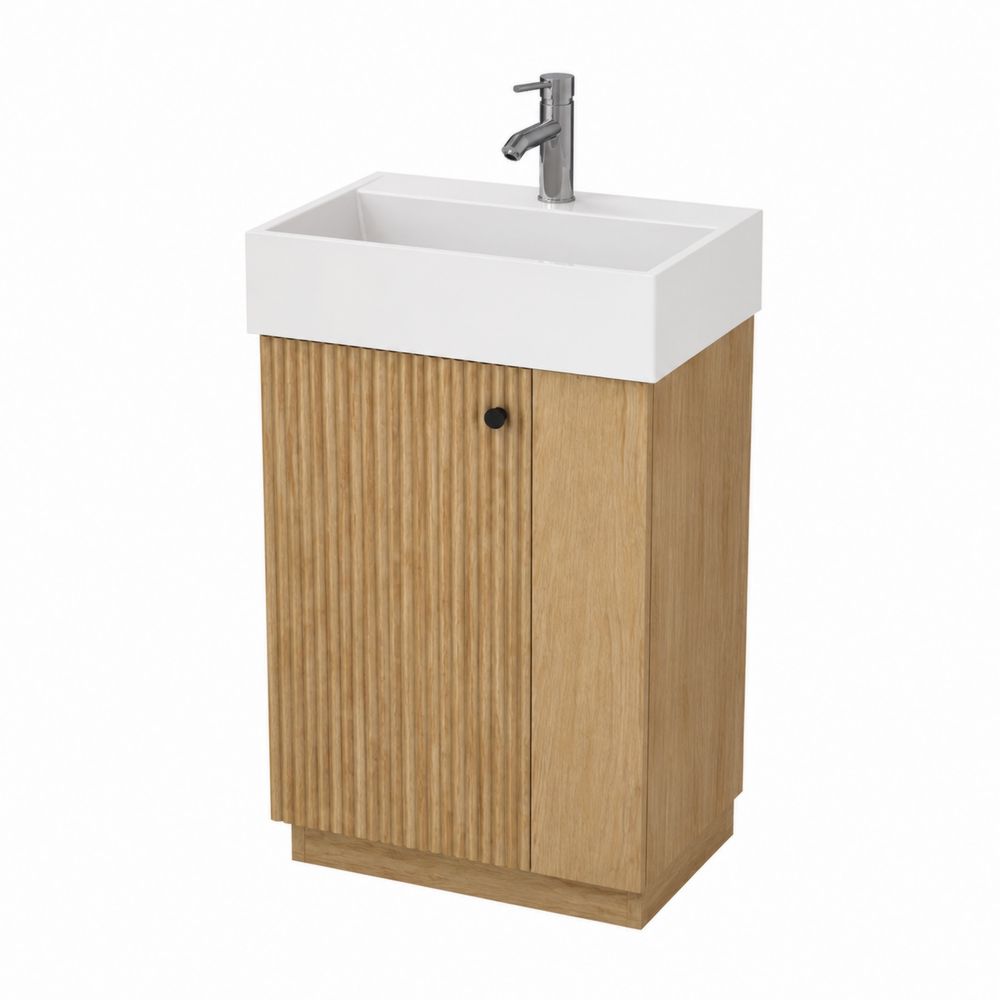 Mueble de Lavabo de Madera y Resina Blanca 60x45x85 cm