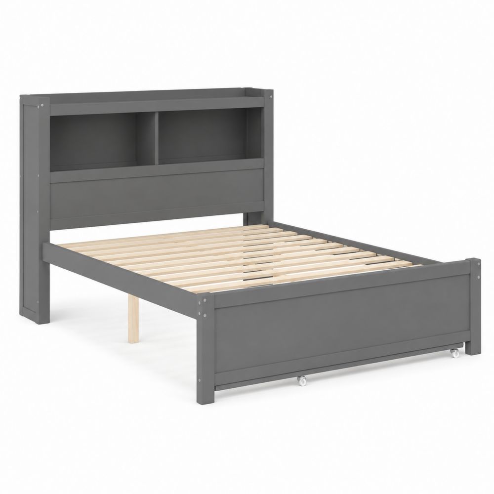 Cama de Madera con Almacenamiento Gris 200x140 cm