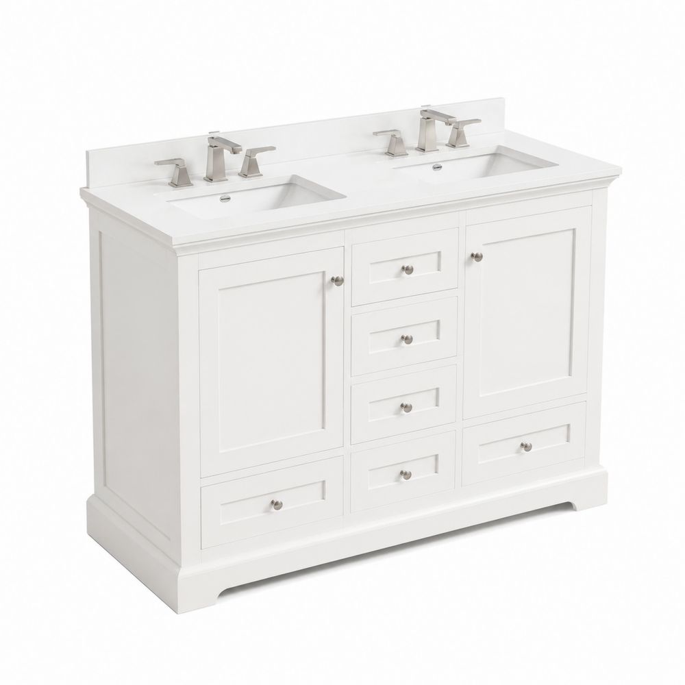 Mueble de lavabo doble de MDF con Almacenamiento Blanco