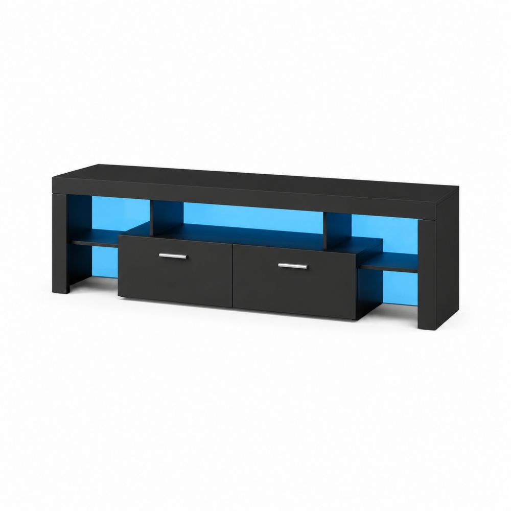 Mueble de TV con Luz LED Negro y Azul 120x40x45 cm