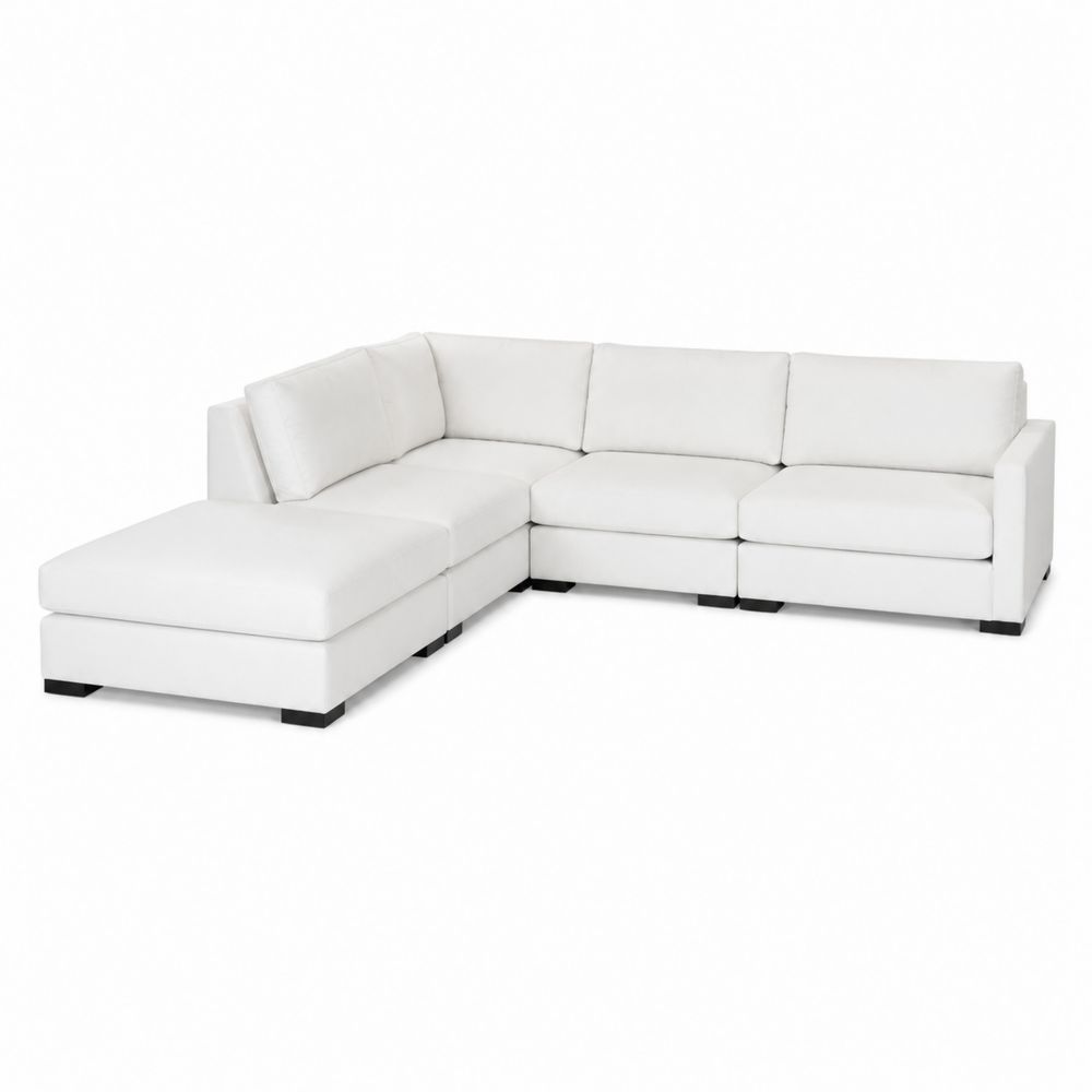 Sofá Modular Esquinero de Tela Blanca 280x210 cm