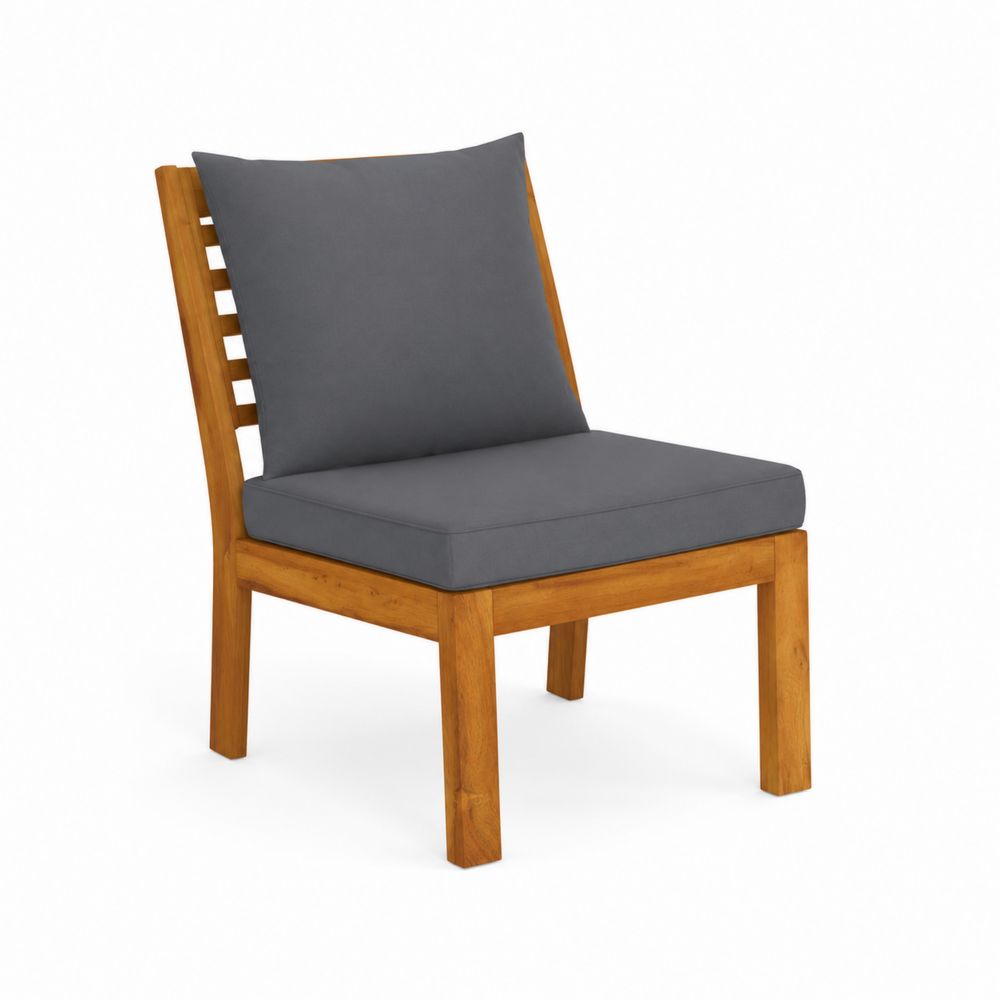 Silla de Teca con Cojín Gris Oscuro 76x65x75 cm